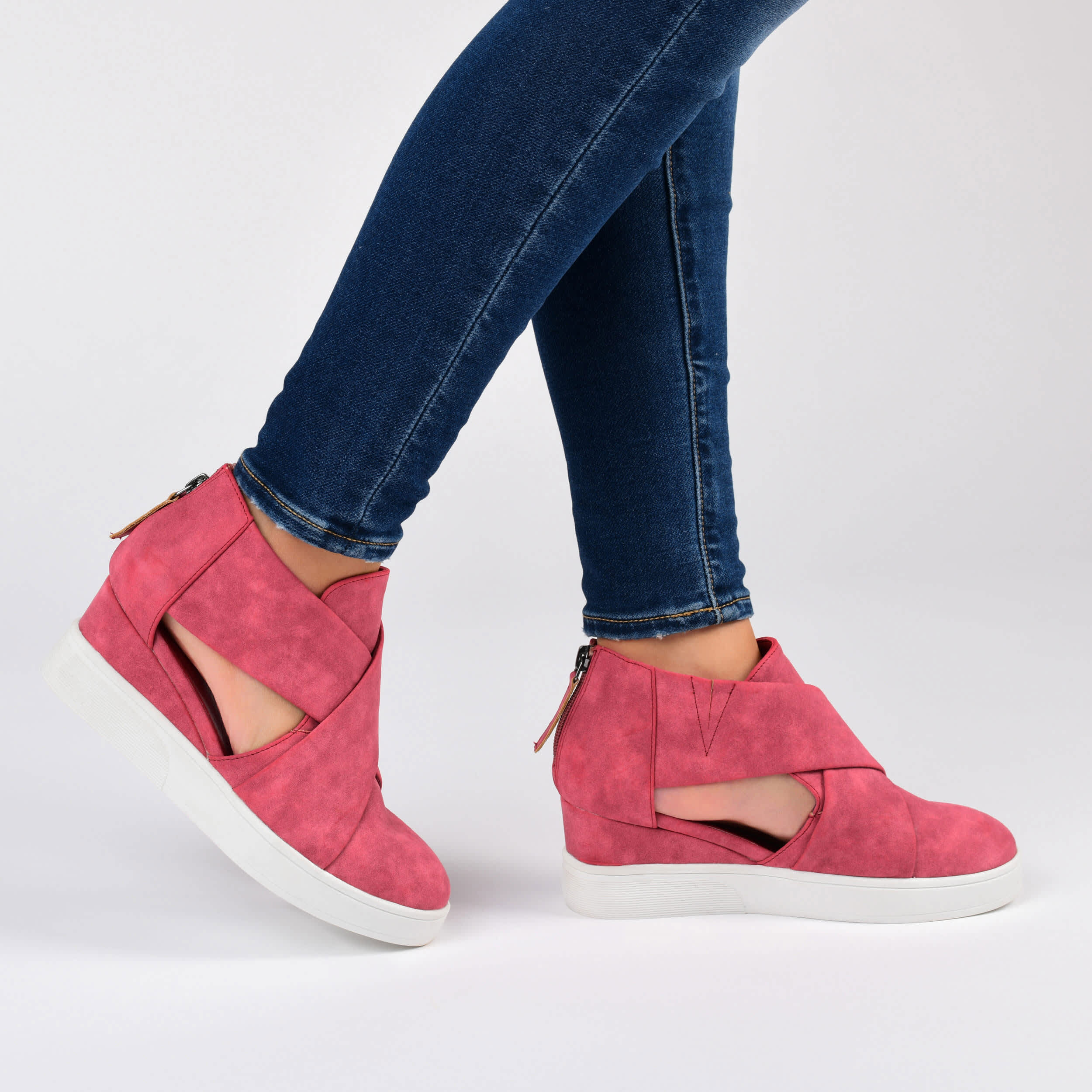 JOURNEE COLLECTION-WOMENS SEENA WEDGE SNEAKER-TAUPE & 
