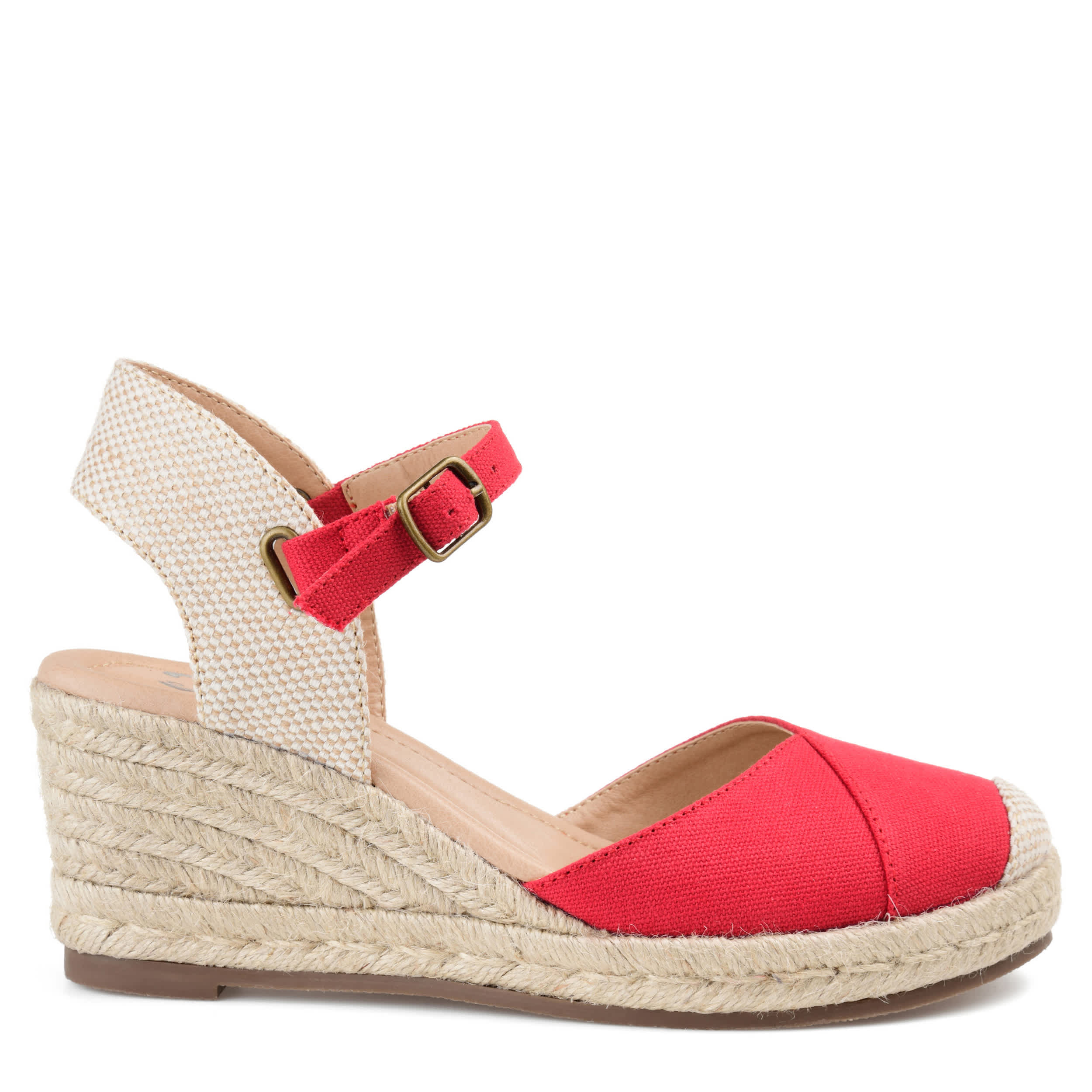 JOURNEE COLLECTION-WOMENS ASHLYN WEDGE SANDAL-RED & 