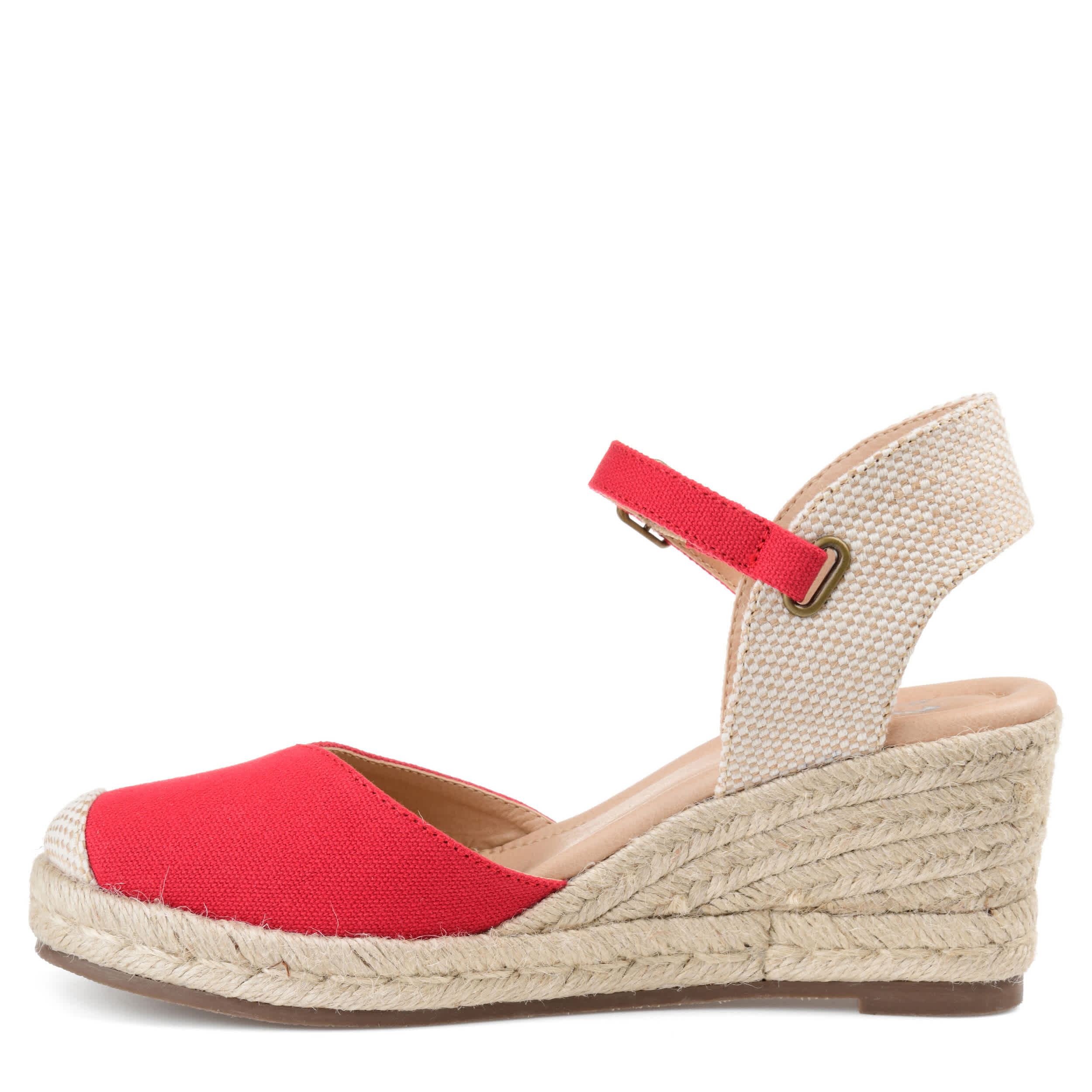 JOURNEE COLLECTION-WOMENS ASHLYN WEDGE SANDAL-RED & 