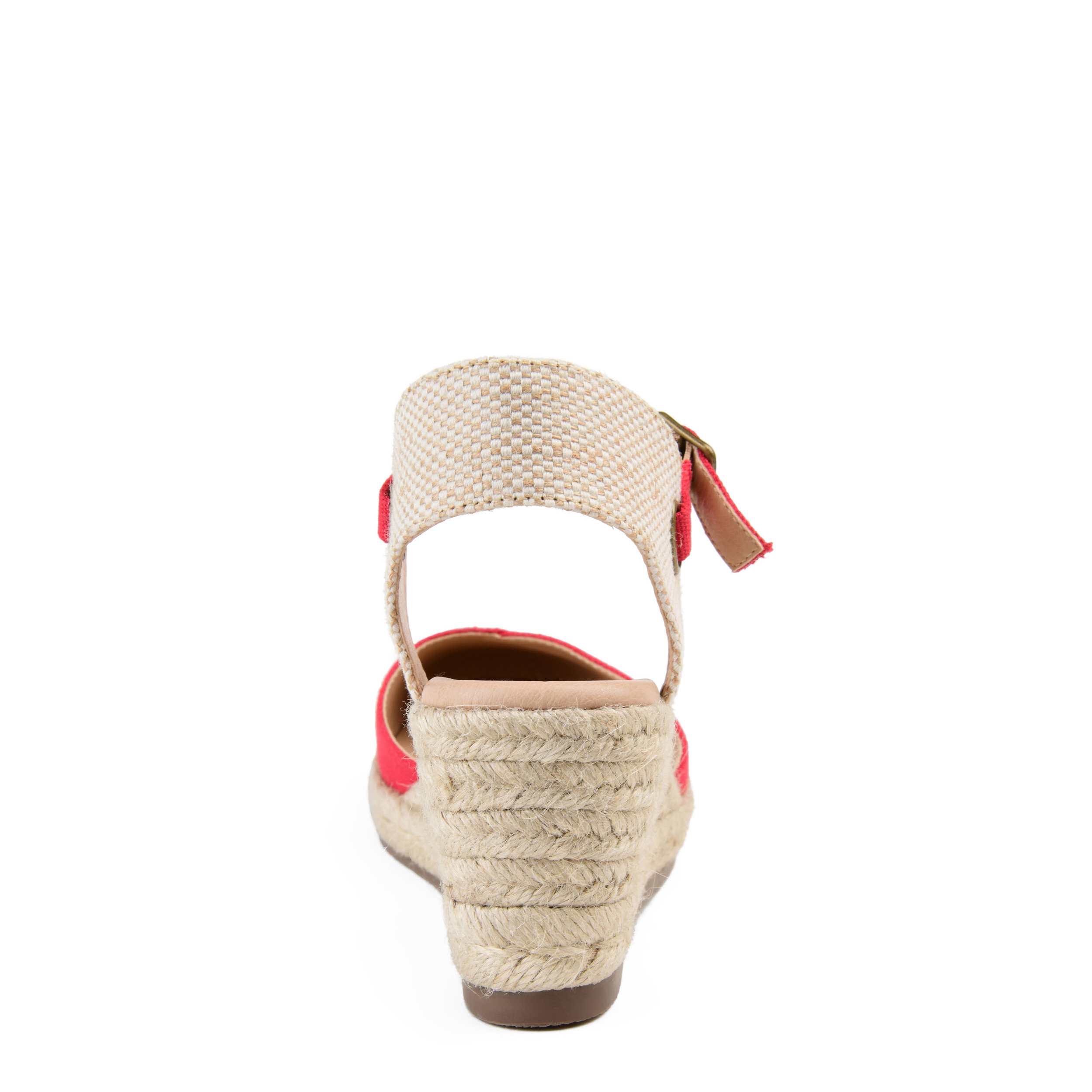 JOURNEE COLLECTION-WOMENS ASHLYN WEDGE SANDAL-RED & 