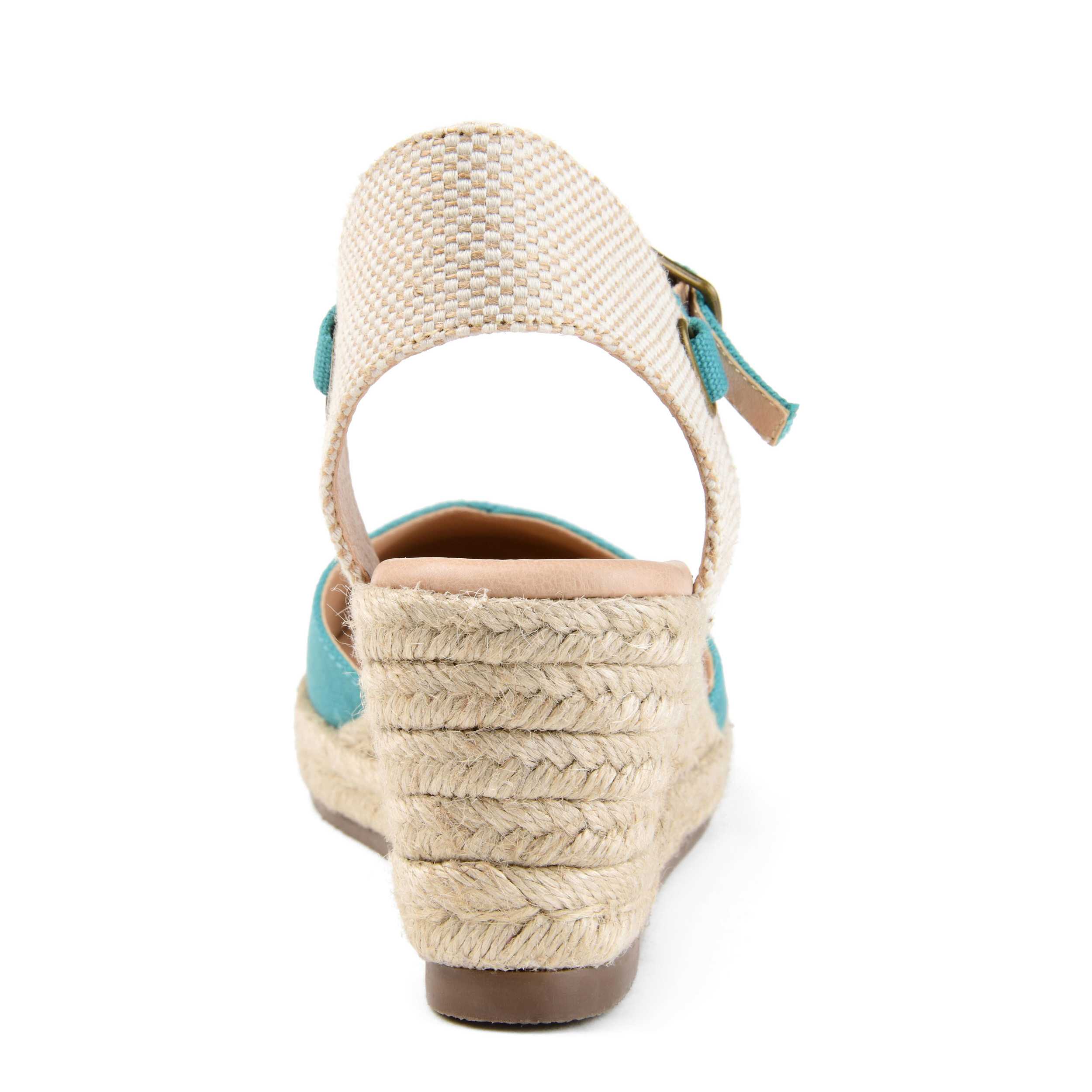 JOURNEE COLLECTION-WOMENS ASHLYN WEDGE SANDAL-TEAL & 