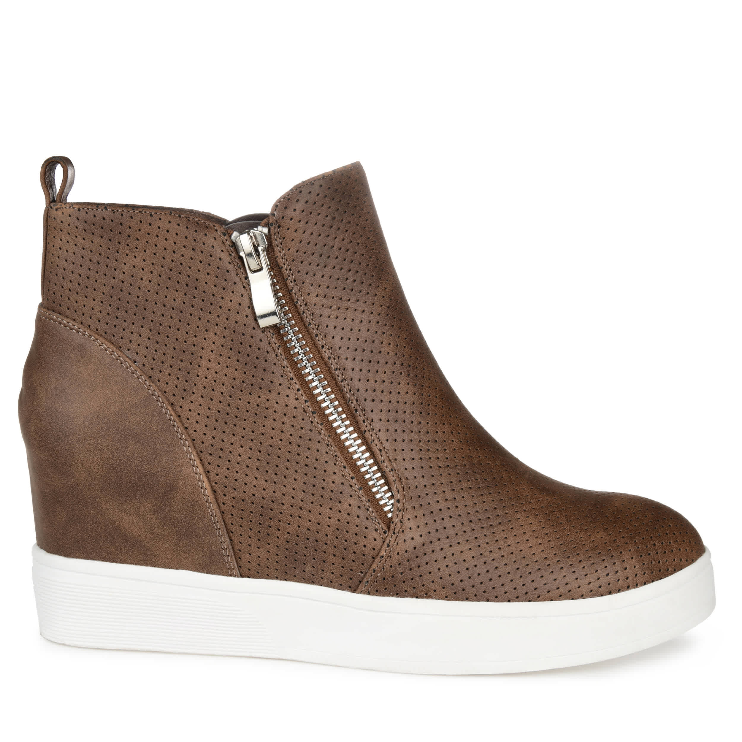 JOURNEE COLLECTION-WOMENS PENNELOPE WEDGE SNEAKER-BROWN & 