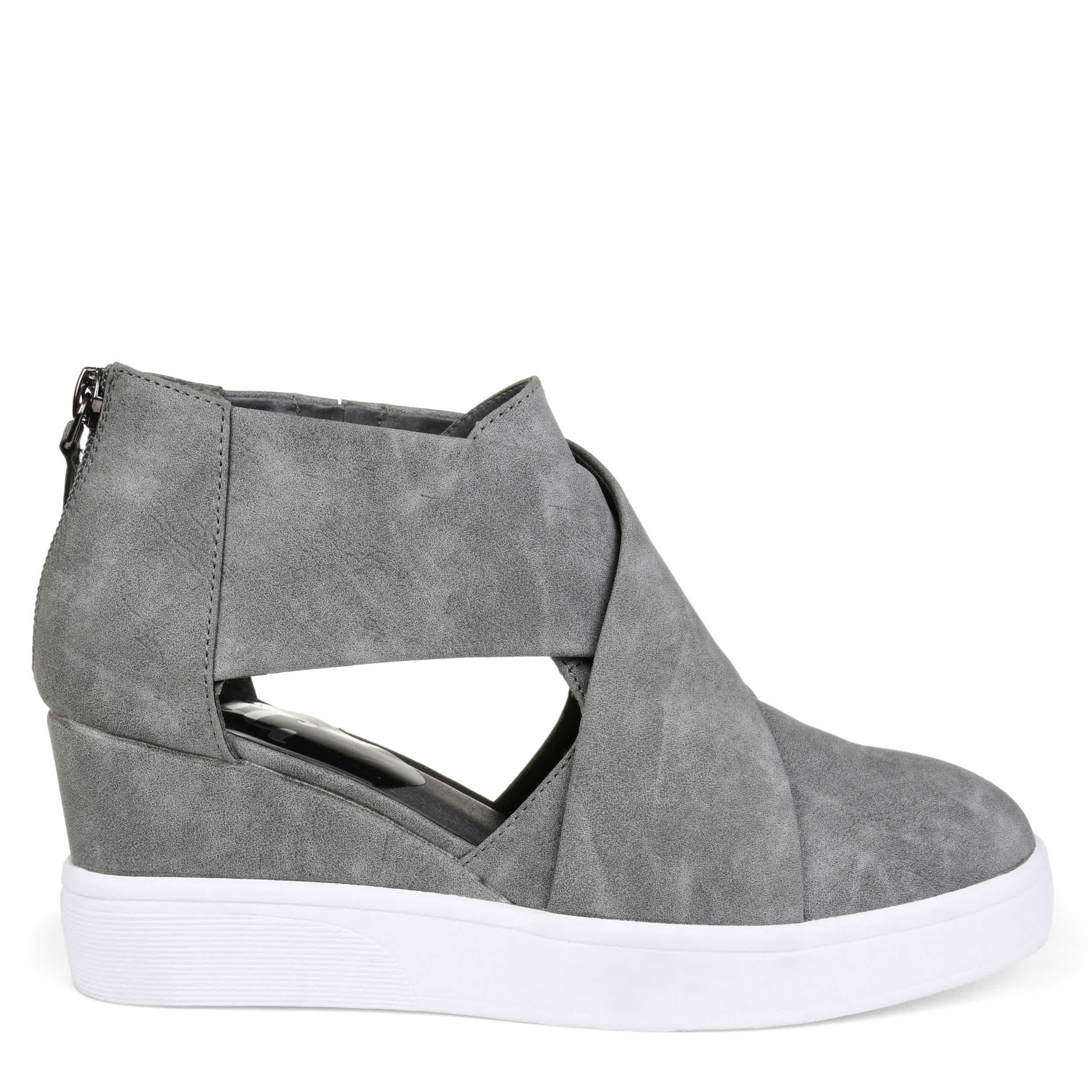 JOURNEE COLLECTION-WOMENS SEENA WEDGE SNEAKER-GREY & 