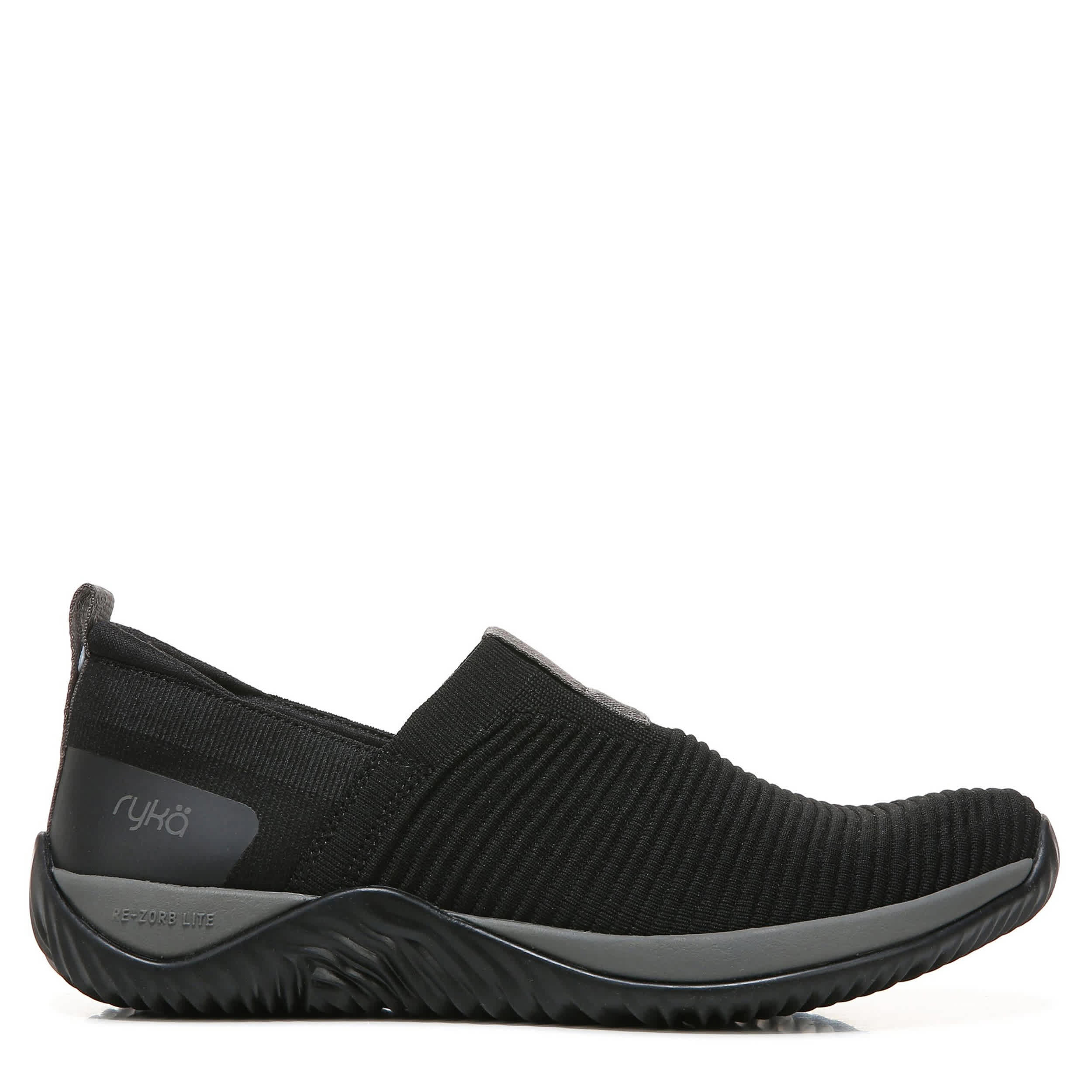 RYKA-WOMENS ECHO KNIT SLIP ON SNEAKER-BLACK & 