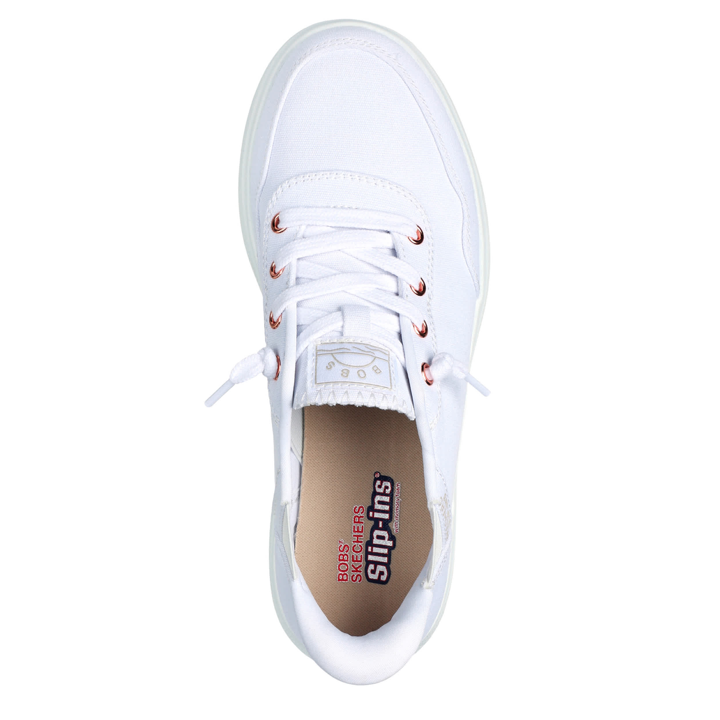 SKECHERS-WOMENS SLIP-INS SKIPPER KEEP IT SWEET SNEAKER-WHITE & 
