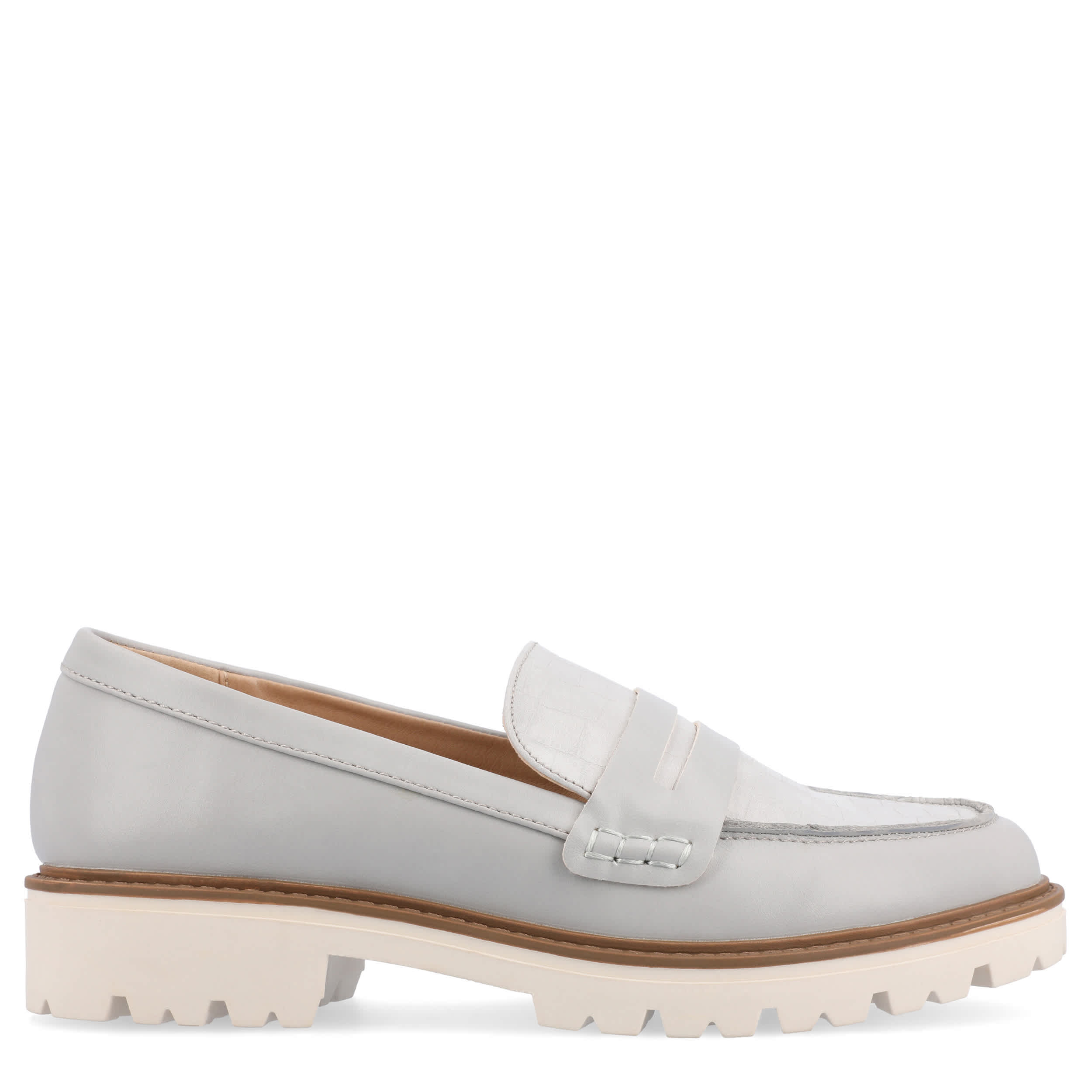 JOURNEE COLLECTION-WOMENS KENLY WIDE PENNY LOAFER-GREY & 