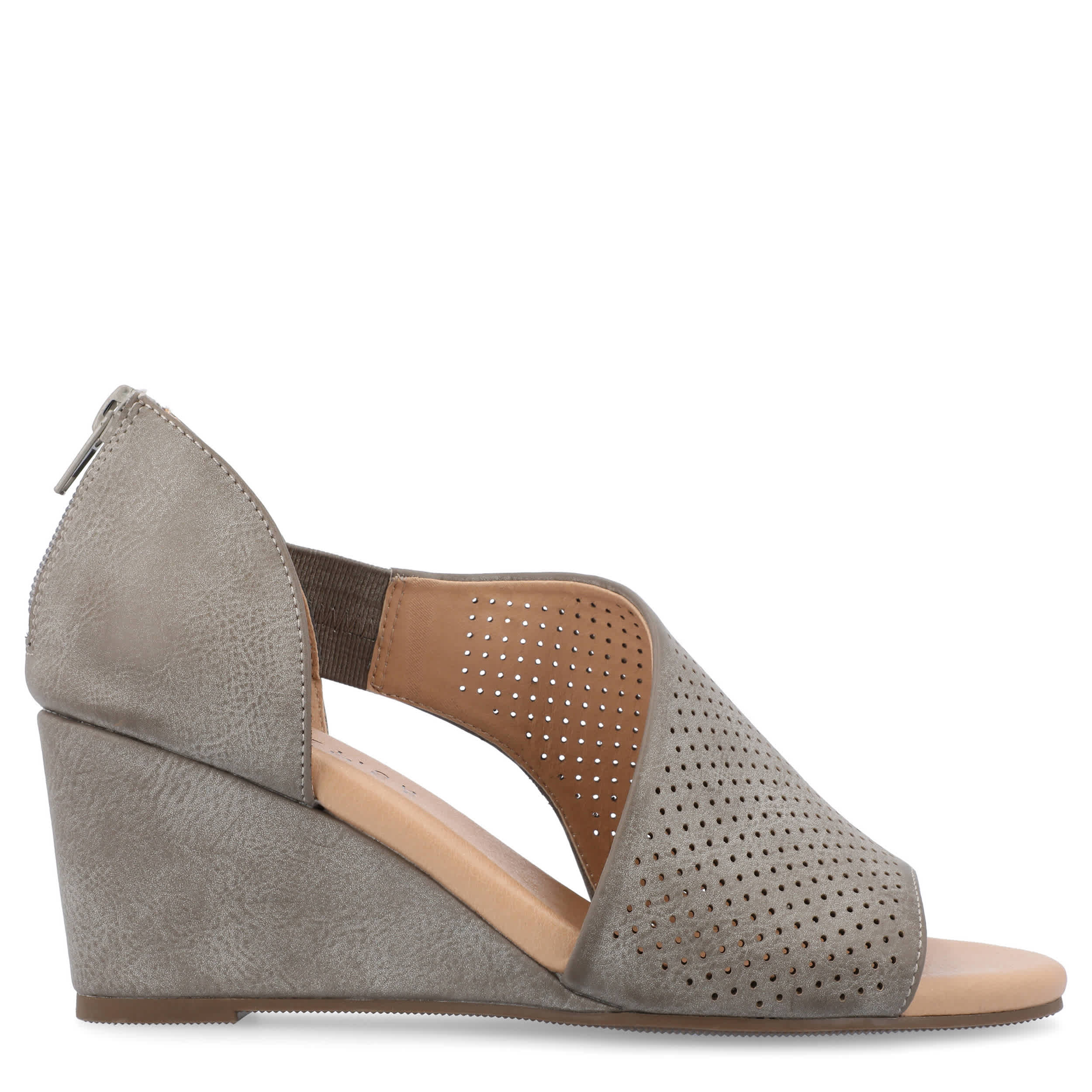 JOURNEE COLLECTION-WOMENS ARETHA WEDGE-GREY & 