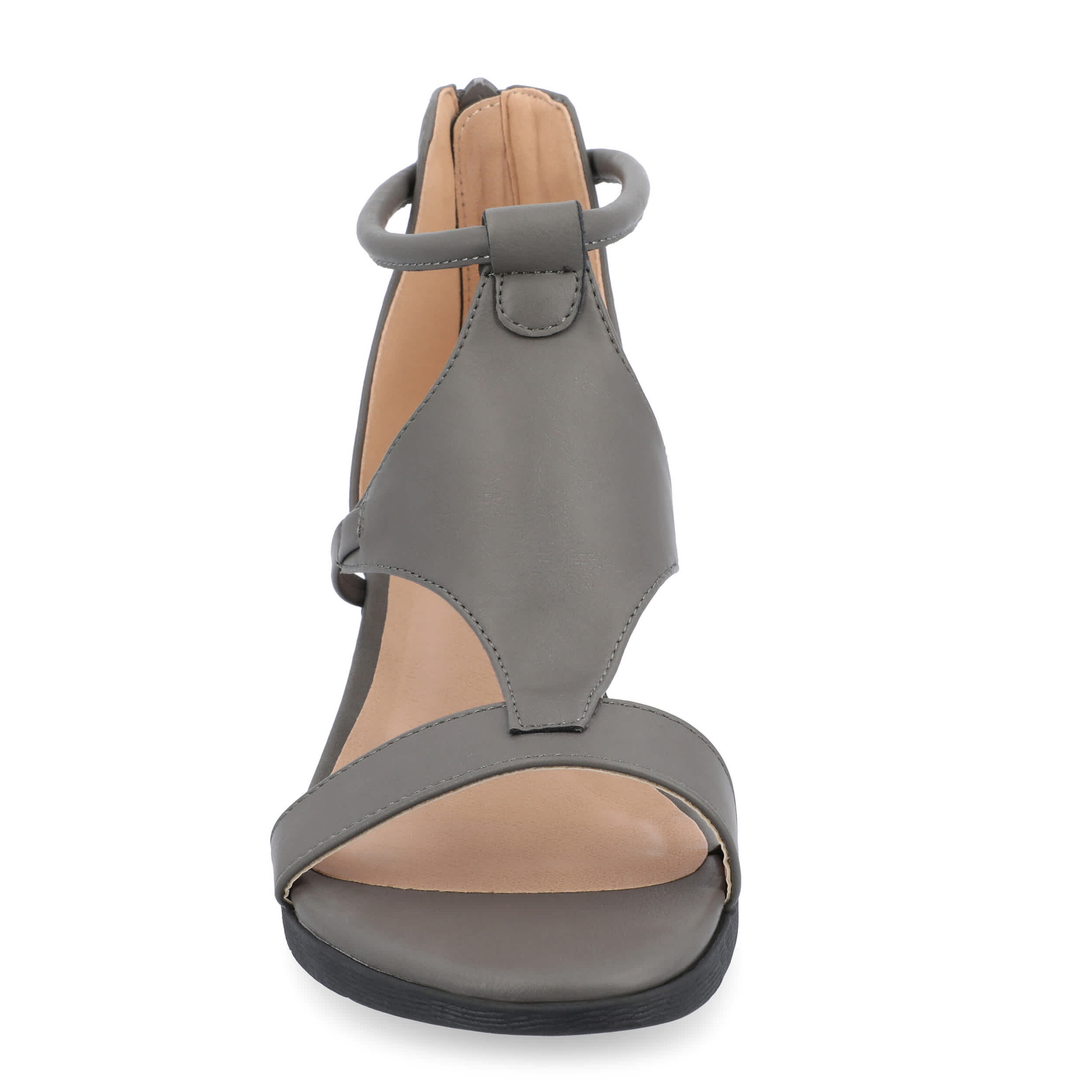 JOURNEE COLLECTION-WOMENS TRAYLE WIDE WEDGE SANDAL-GREY & 