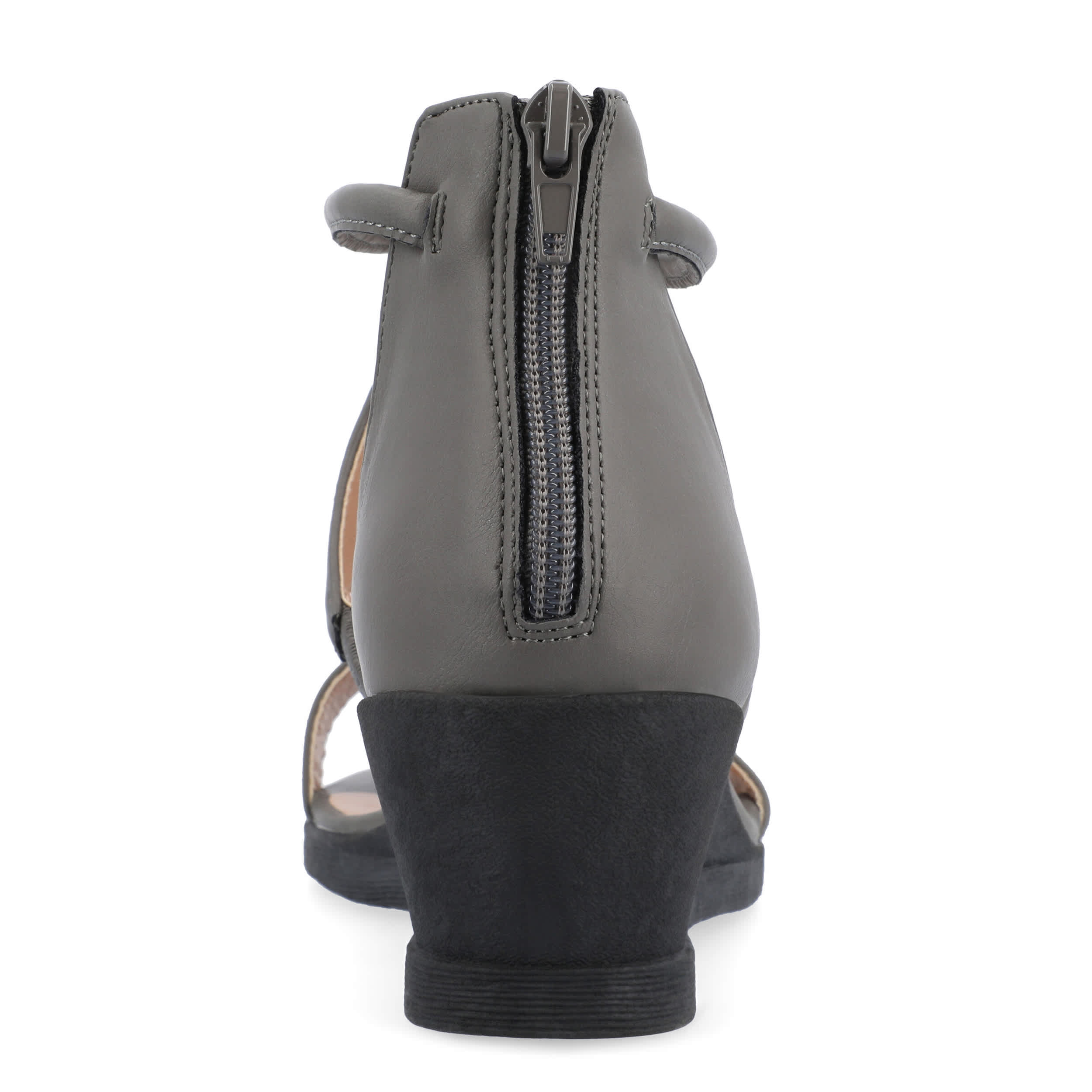 JOURNEE COLLECTION-WOMENS TRAYLE WIDE WEDGE SANDAL-GREY & 
