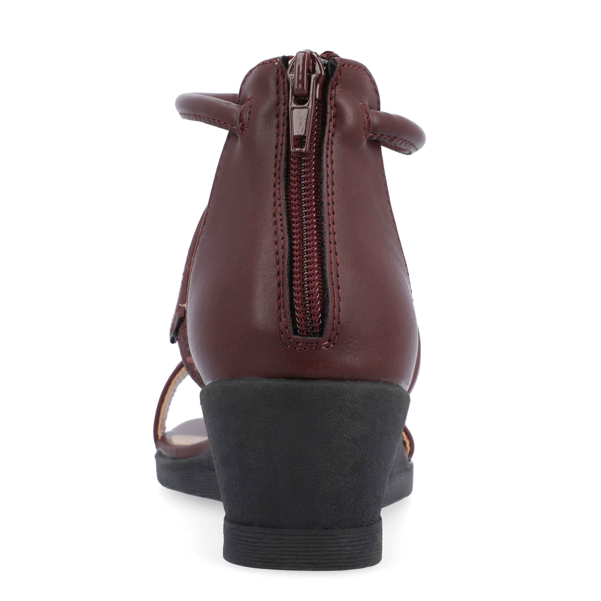 JOURNEE COLLECTION-WOMENS TRAYLE WIDE WEDGE SANDAL-WINE & 