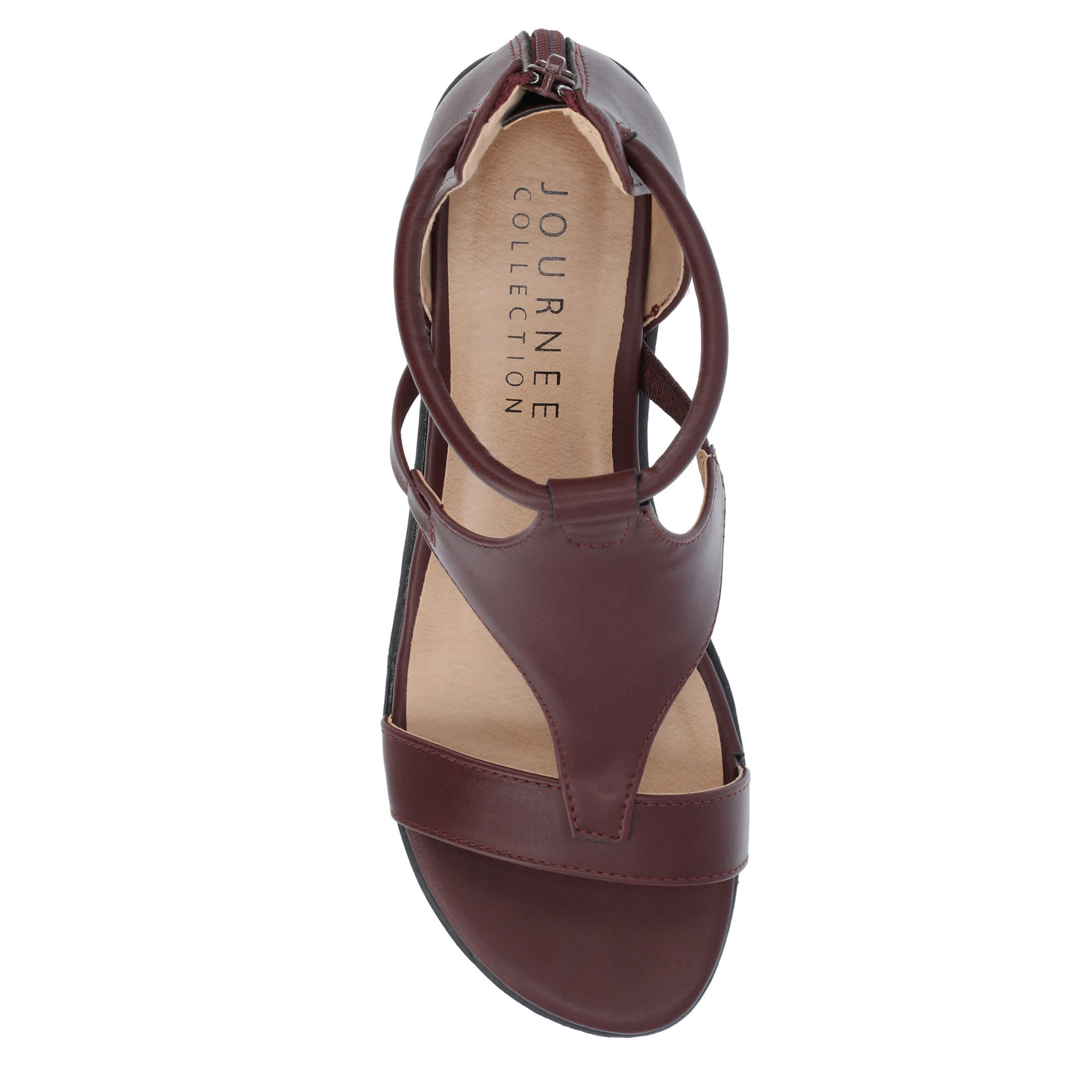 JOURNEE COLLECTION-WOMENS TRAYLE WIDE WEDGE SANDAL-WINE & 