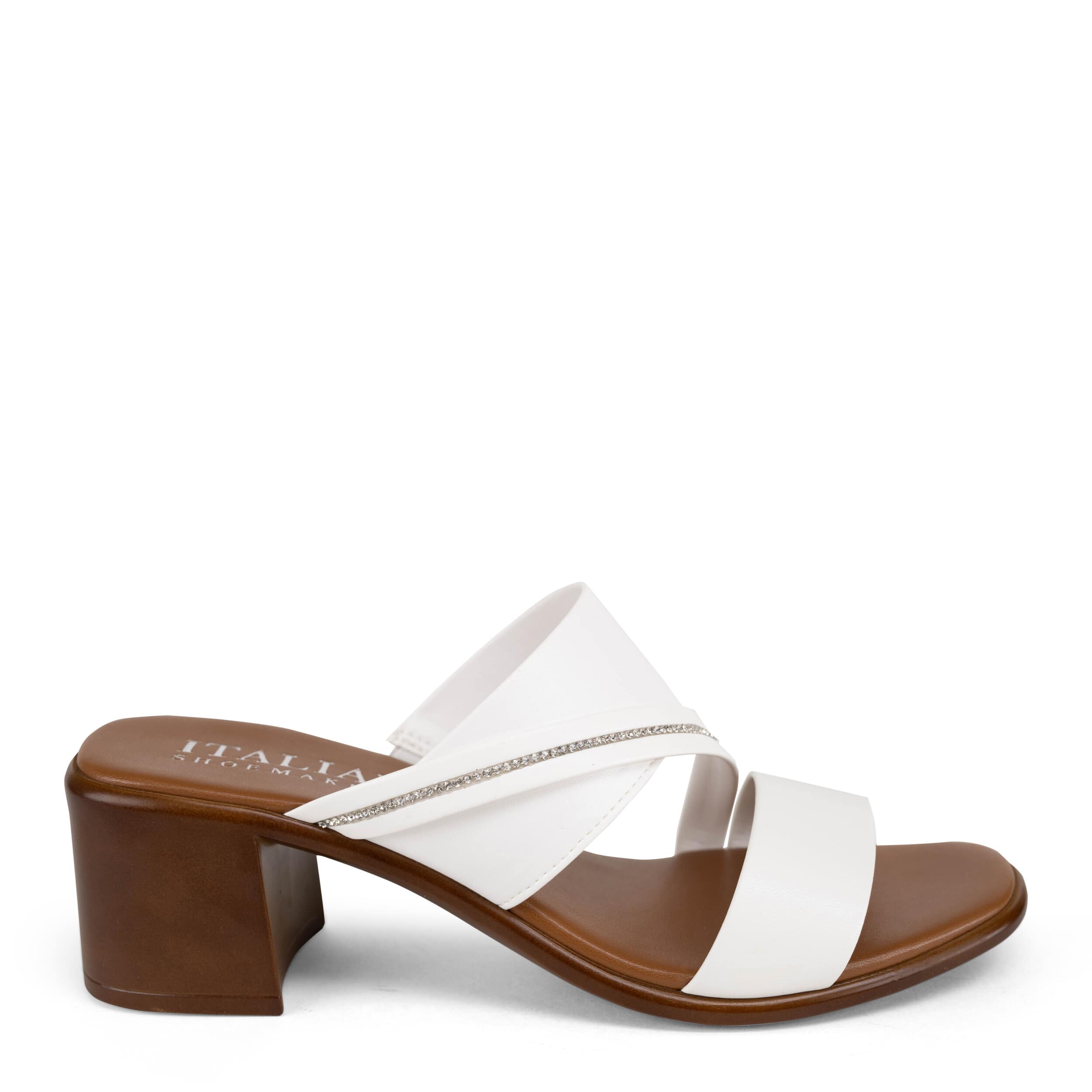 ITALIAN SHOEMAKERS-WOMENS COLETTY SLIDE SANDAL-WHITE & 