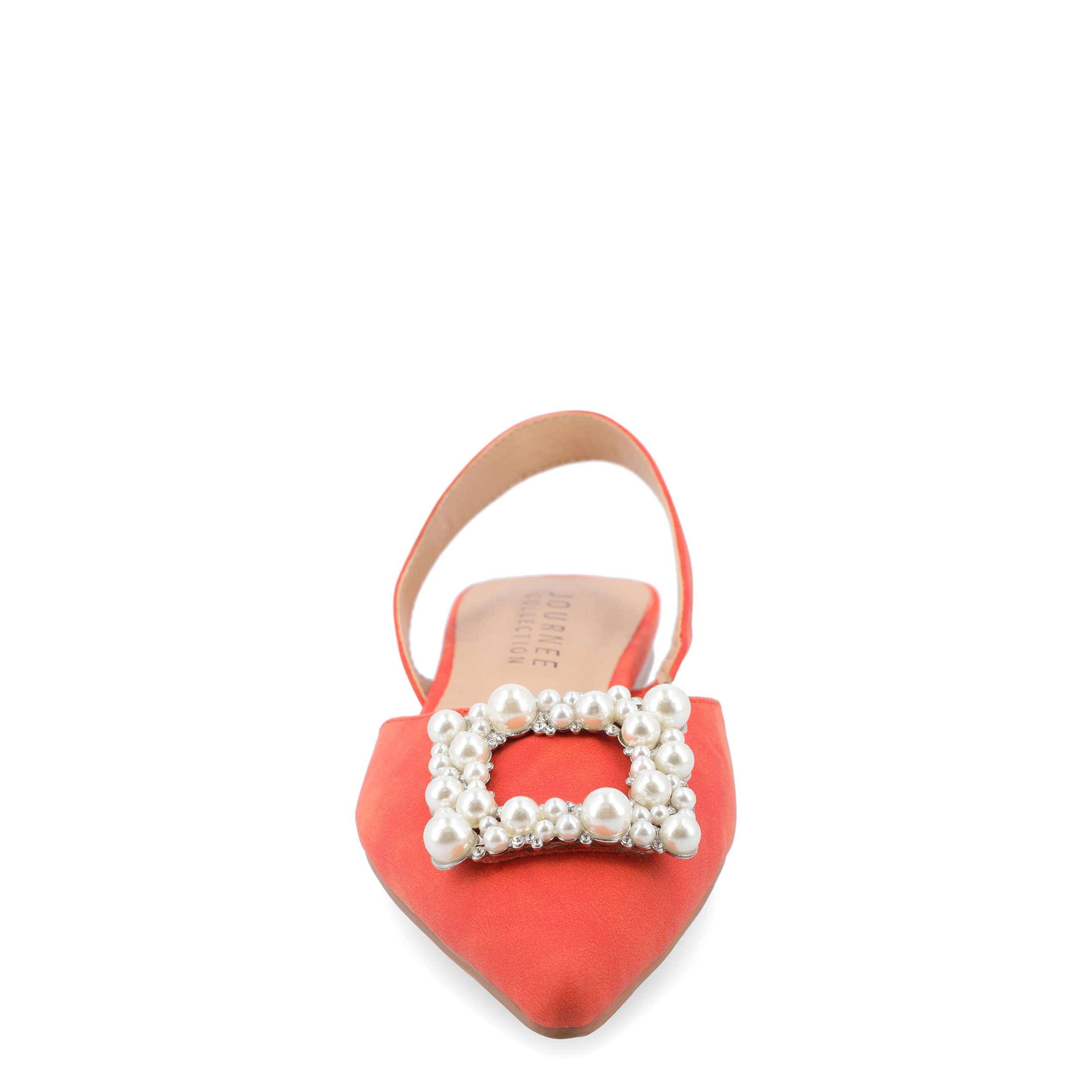 JOURNEE COLLECTION-WOMENS HANNAE WIDE FLAT-ORANGE & 