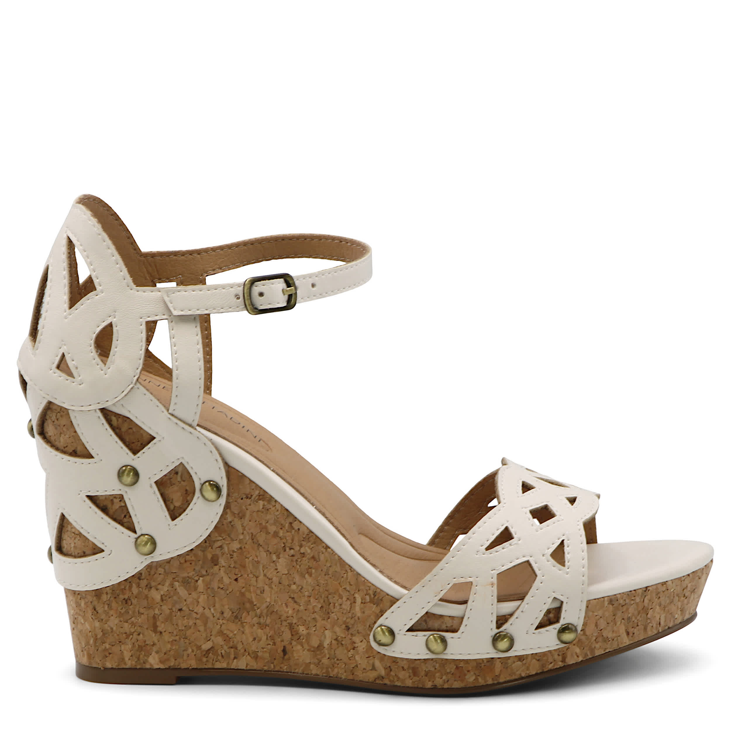 ADRIENNE VITTADINI WOMENS CAROLINA WEDGE SANDAL - OFF WHITE