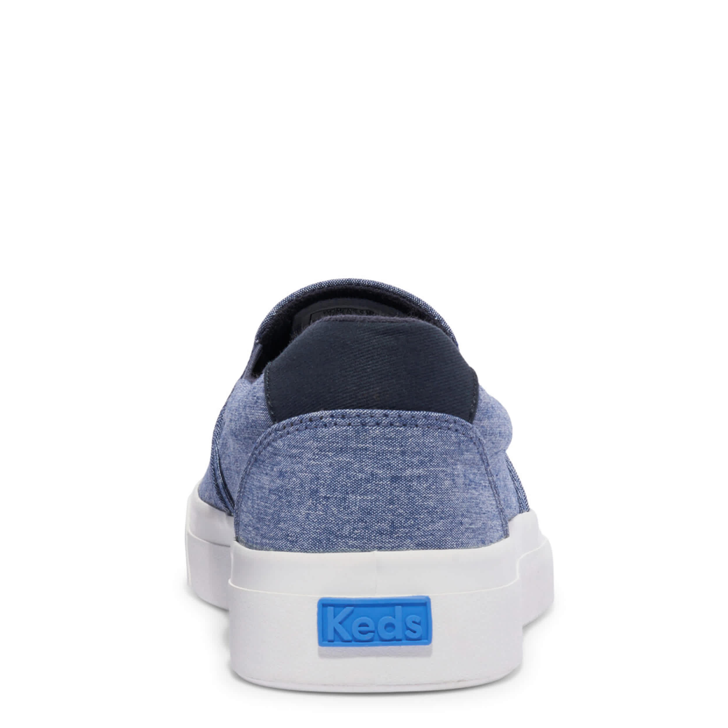 KEDS-WOMENS PURSUIT SLIP JERSEY SLIP ON SNEAKER-DENIM & NAVY