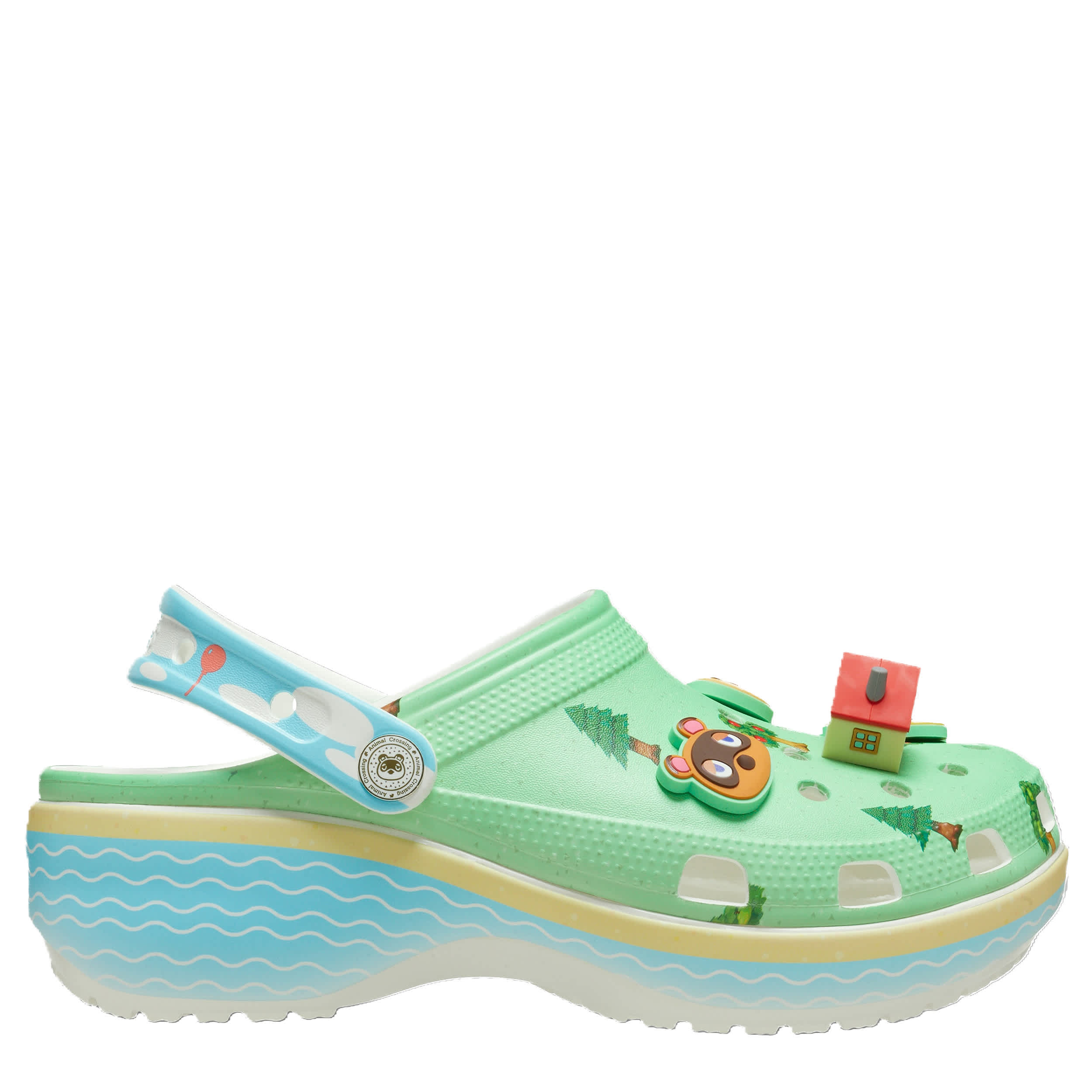 CROCS WOMENS ANIMAL CROSSING PLATFORM CLOG - MINT
