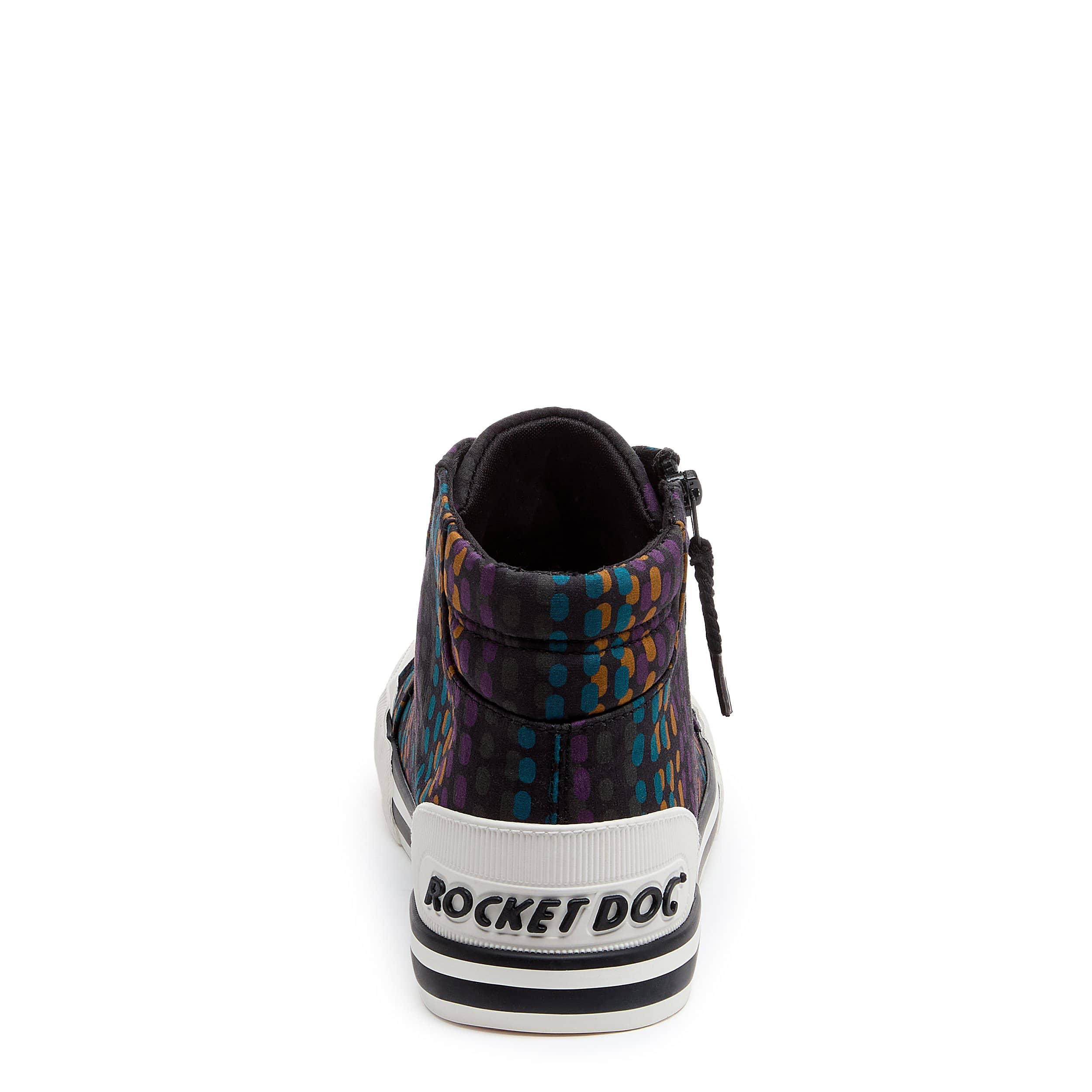 ROCKET DOG-WOMENS JAZZIN HI SNEAKER-BLACK & RAINBOW