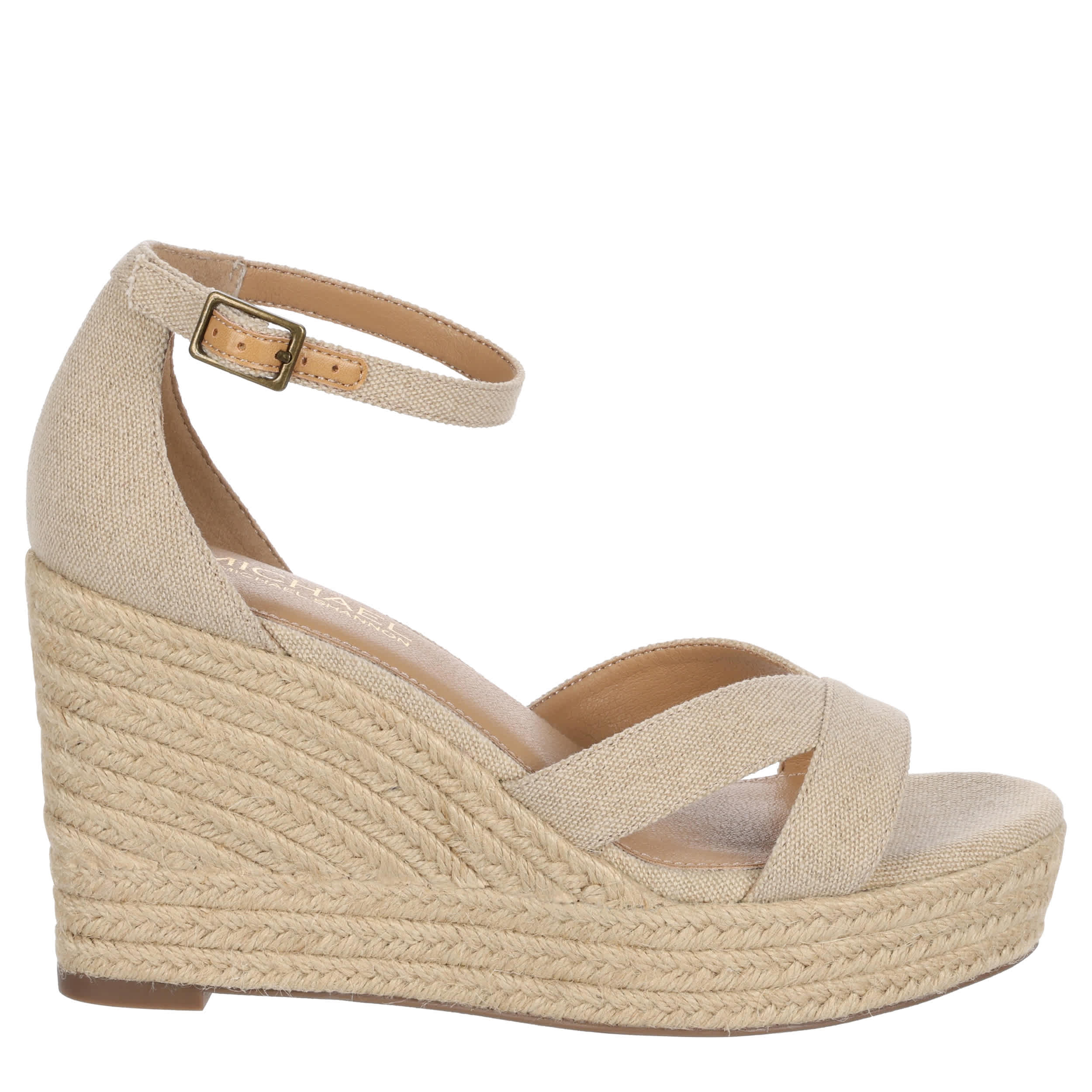 MICHAEL BY MICHAEL SHANNON-WOMENS PALOMA WEDGE SANDAL-NATURAL & 