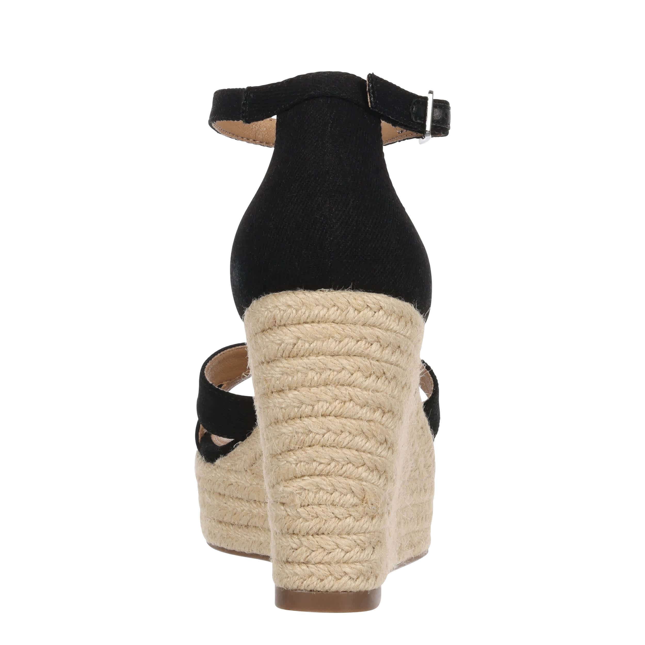 MICHAEL BY MICHAEL SHANNON-WOMENS PALOMA WEDGE SANDAL-BLACK & NATURAL