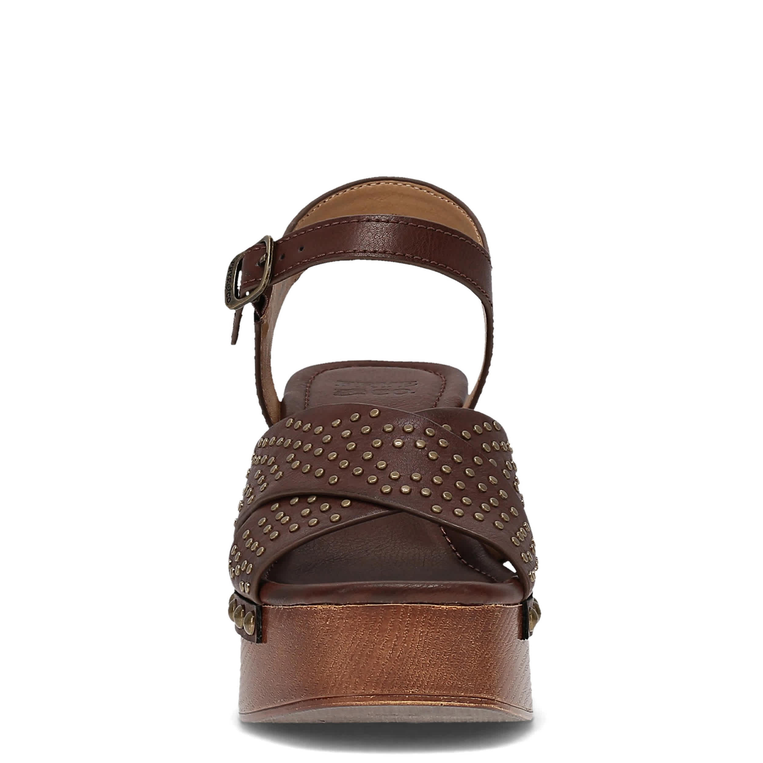 FRYE & CO-WOMENS WYLIE PLATFORM SANDAL-DARK BROWN & 