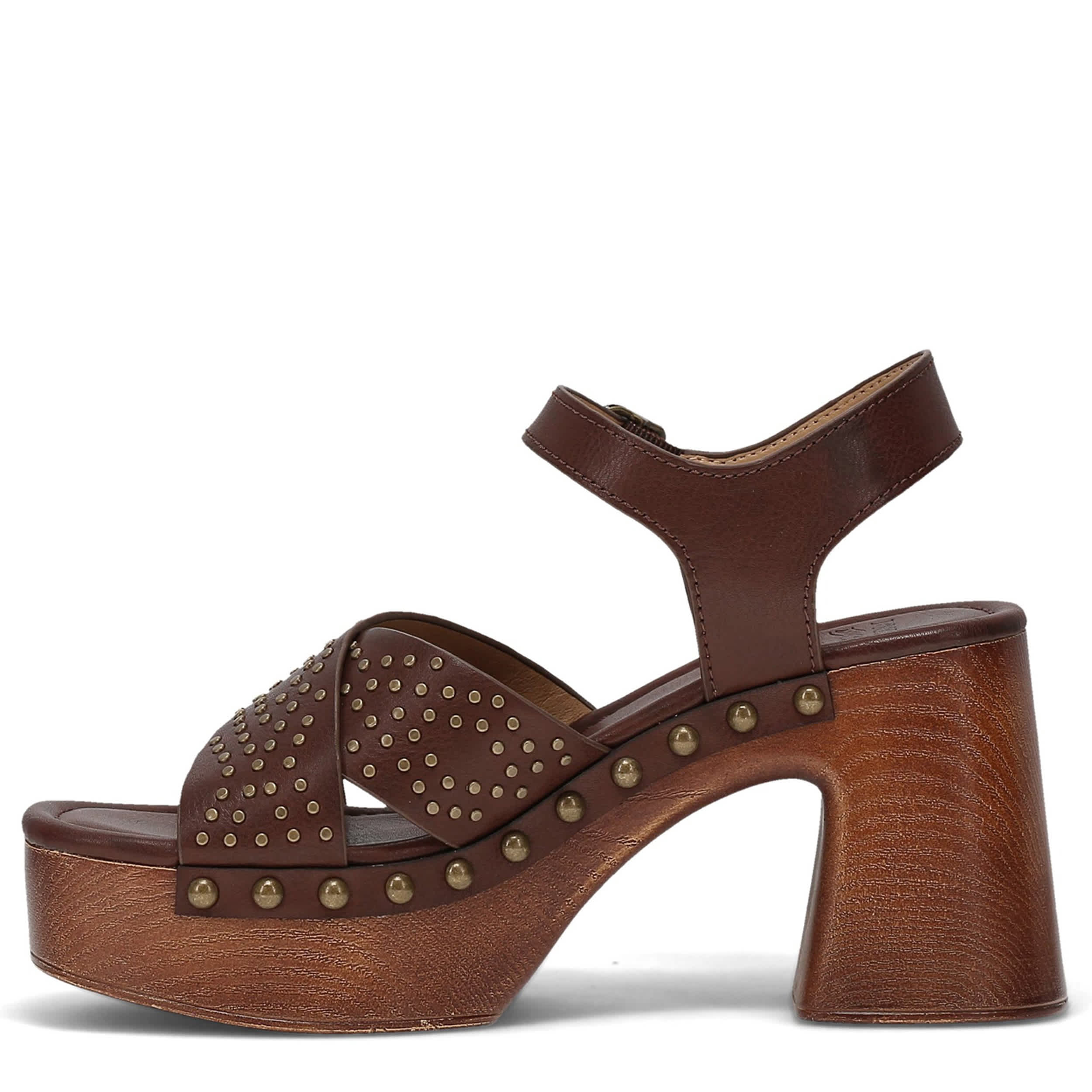 FRYE & CO-WOMENS WYLIE PLATFORM SANDAL-DARK BROWN & 