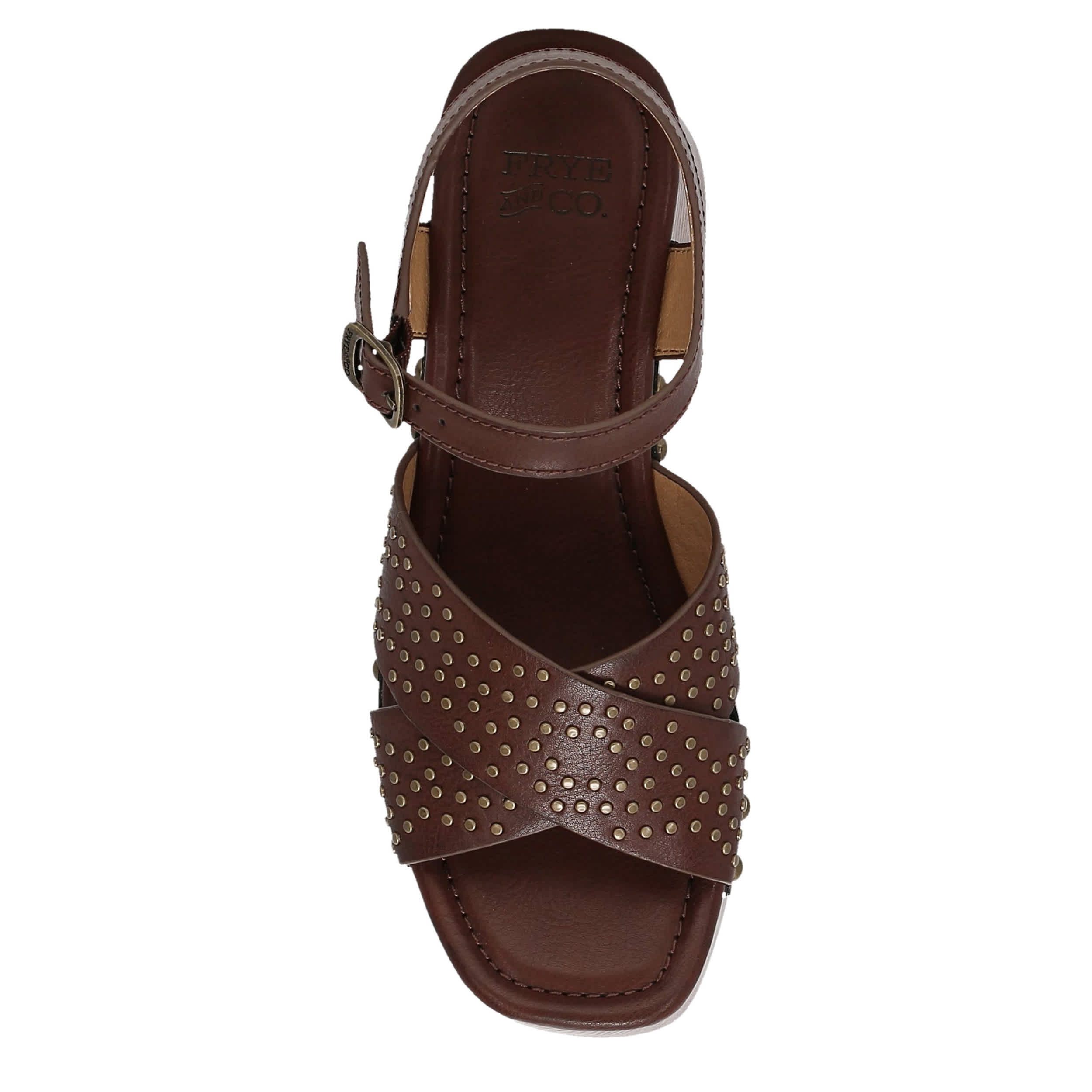 FRYE & CO-WOMENS WYLIE PLATFORM SANDAL-DARK BROWN & 