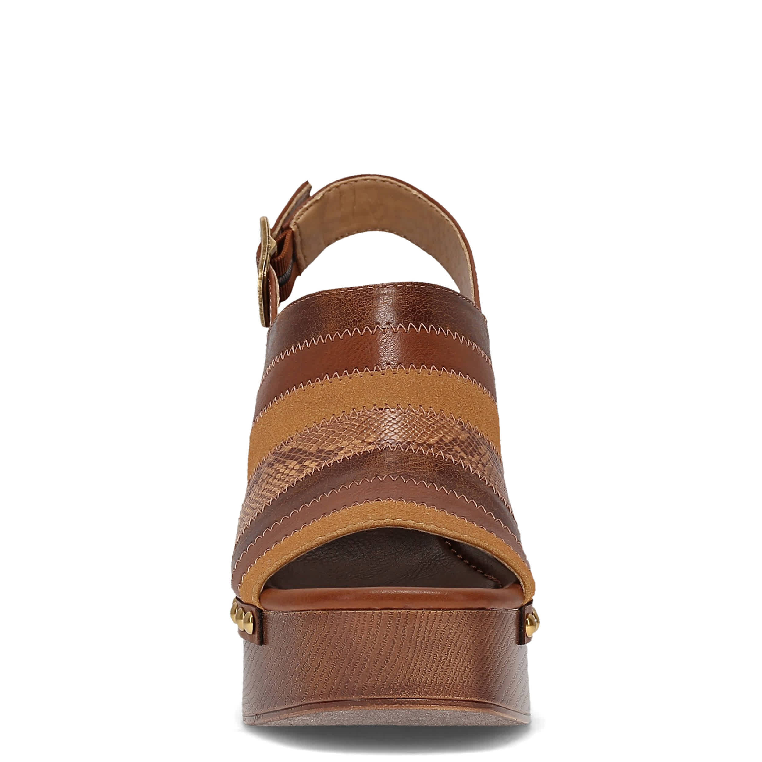 FRYE & CO-WOMENS WYLIE PATCHWORK PLATFORM SANDAL-COGNAC & MULTICOLOR