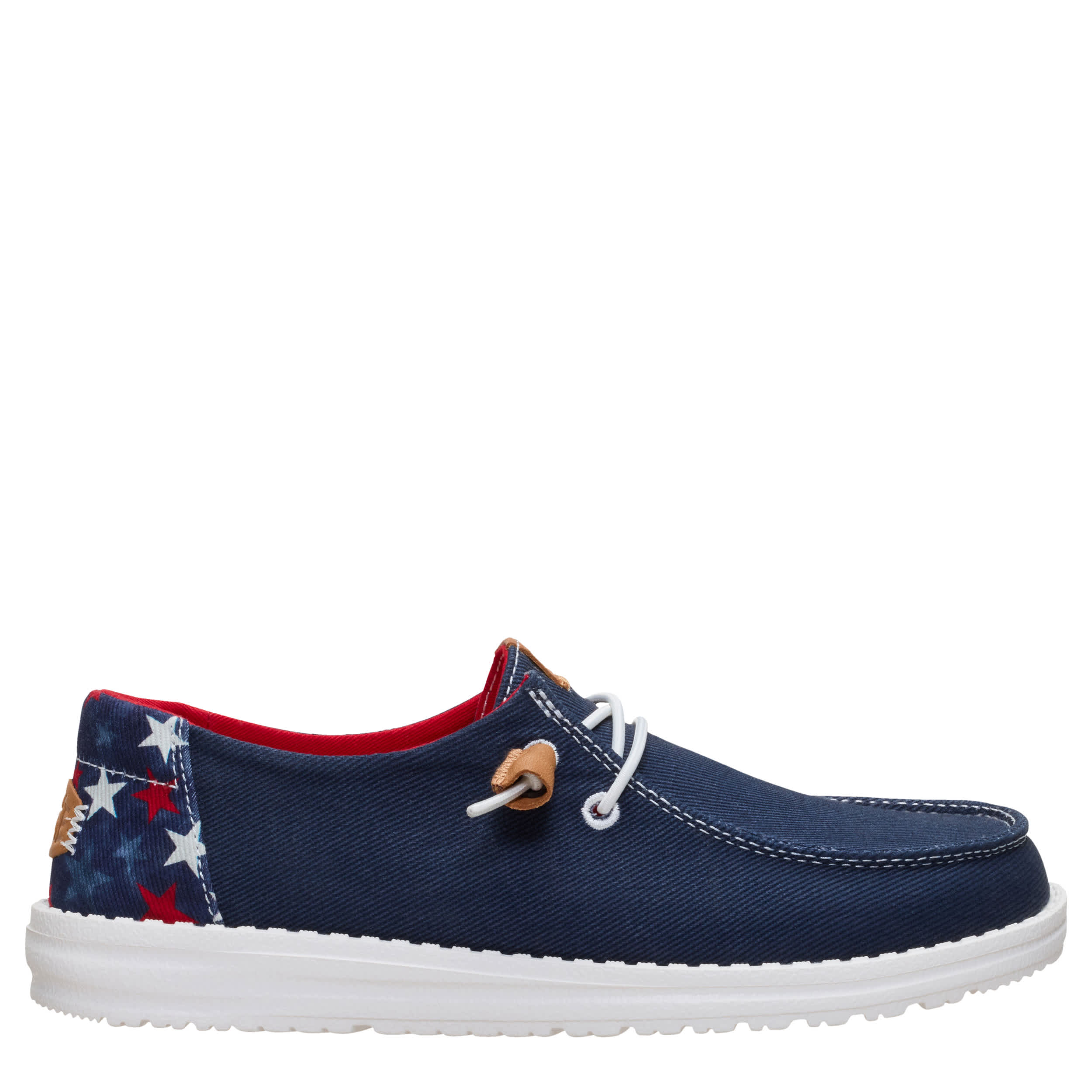 HEYDUDE-WOMENS WENDY AMERICANA STARS SLIP ON SNEAKER-NAVY & RED