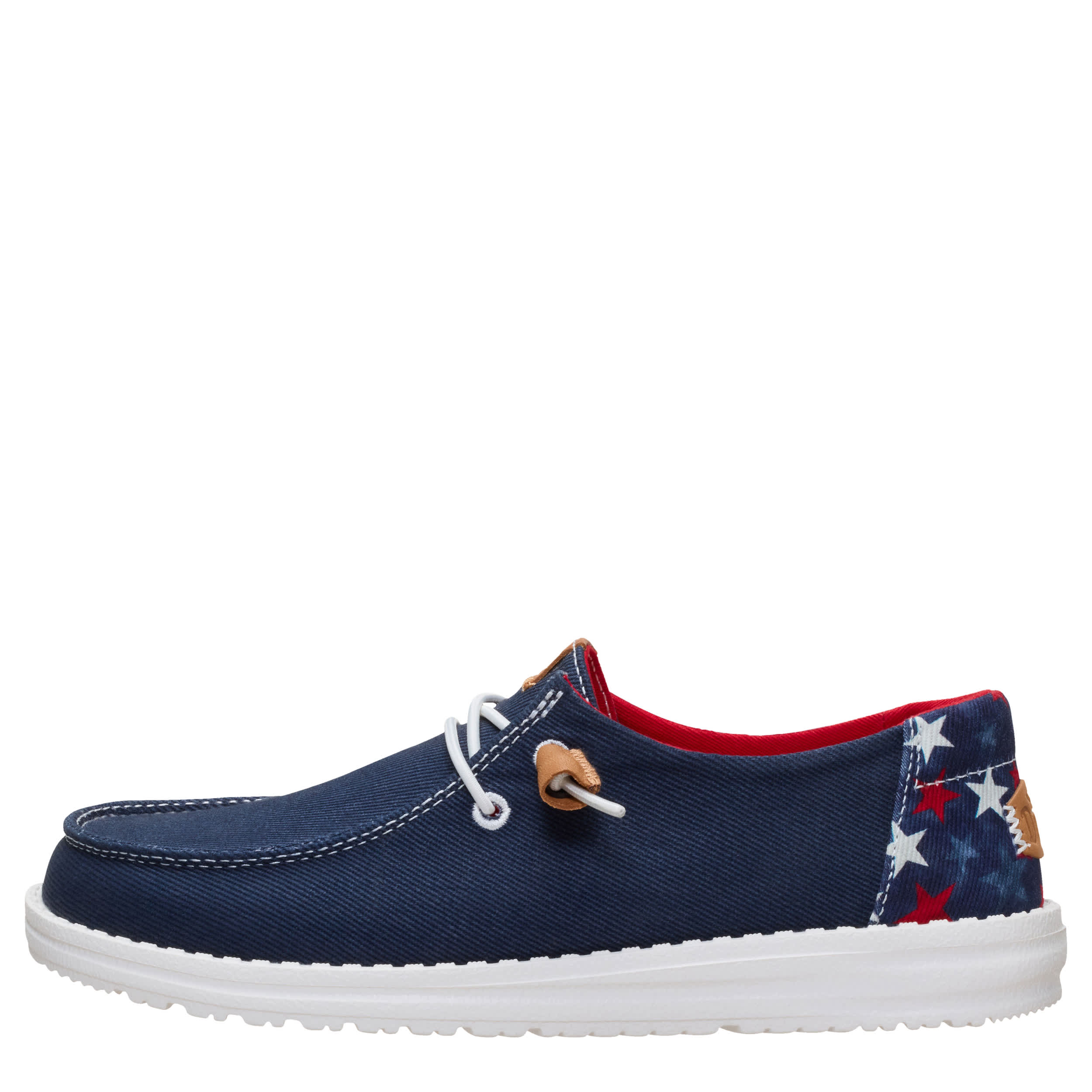 HEYDUDE-WOMENS WENDY AMERICANA STARS SLIP ON SNEAKER-NAVY & RED
