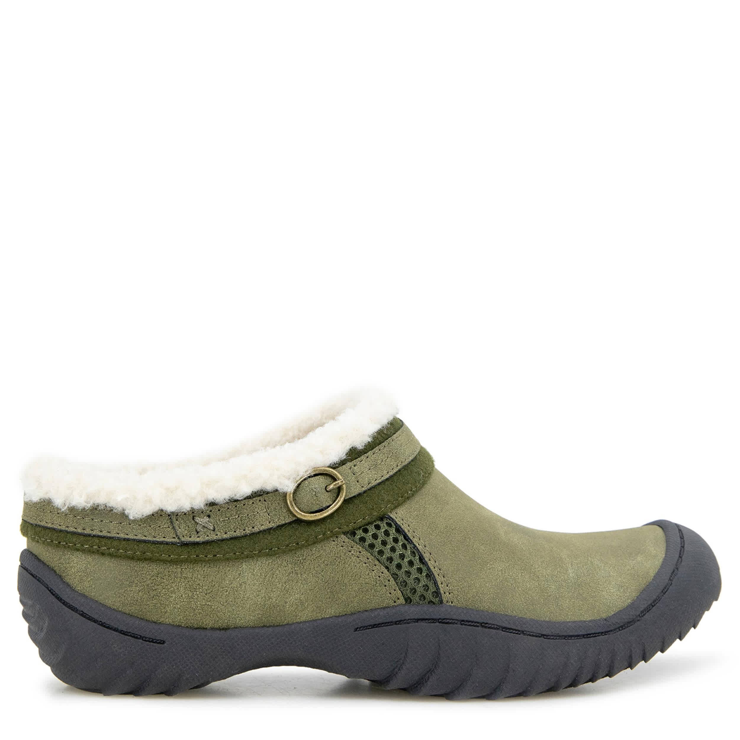 JBU-WOMENS GINGER FUR CLOG-OLIVE & 
