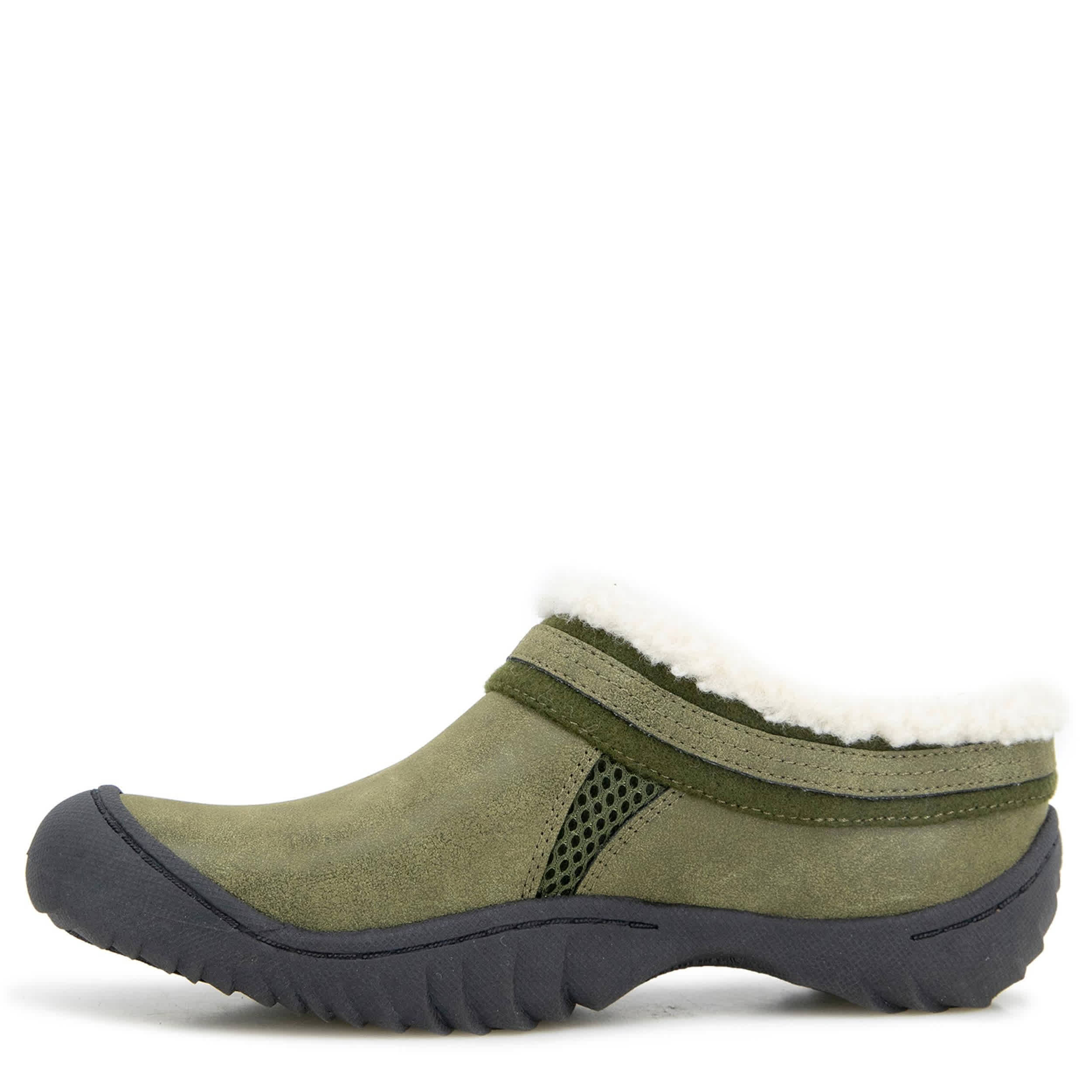 JBU-WOMENS GINGER FUR CLOG-OLIVE & 