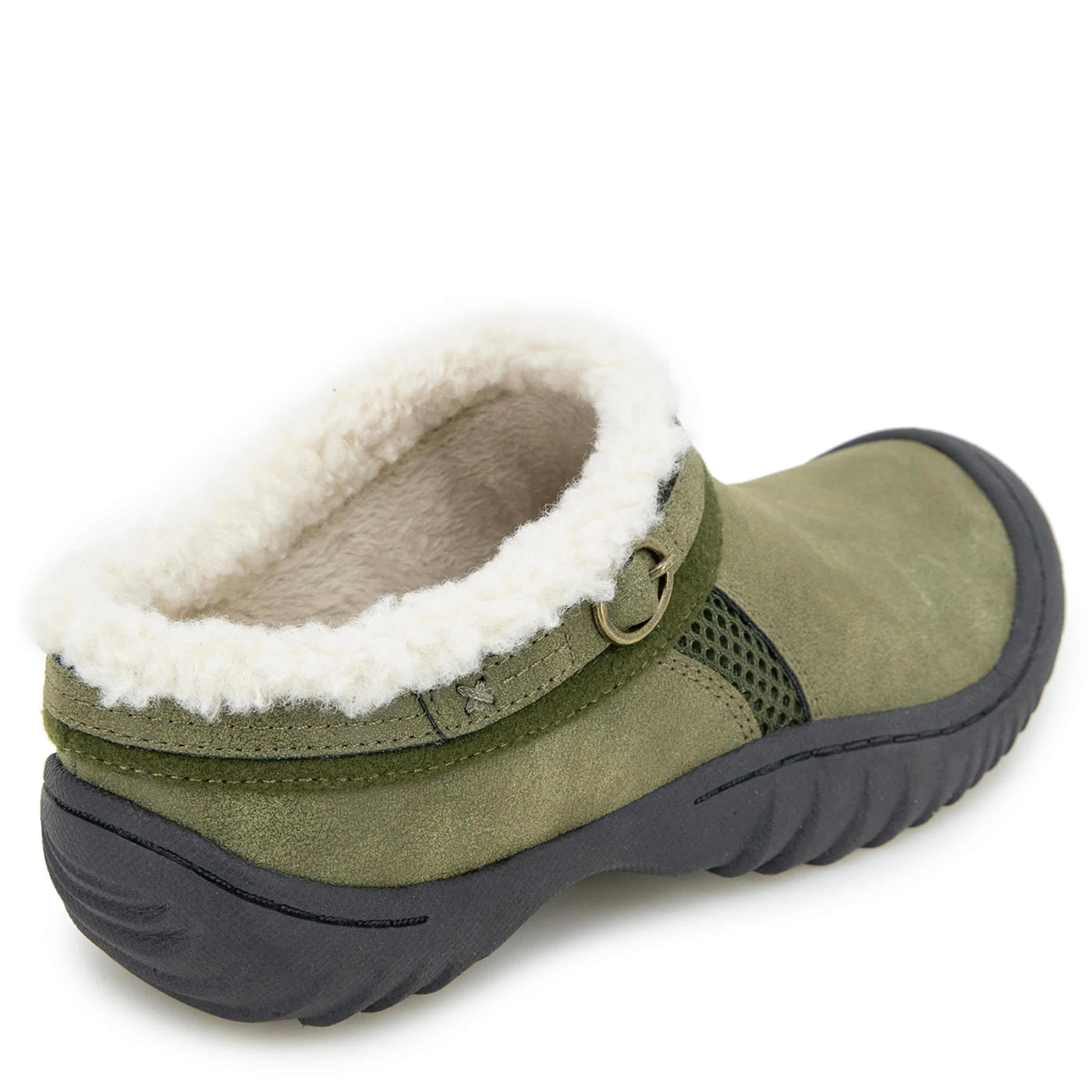 JBU-WOMENS GINGER FUR CLOG-OLIVE & 