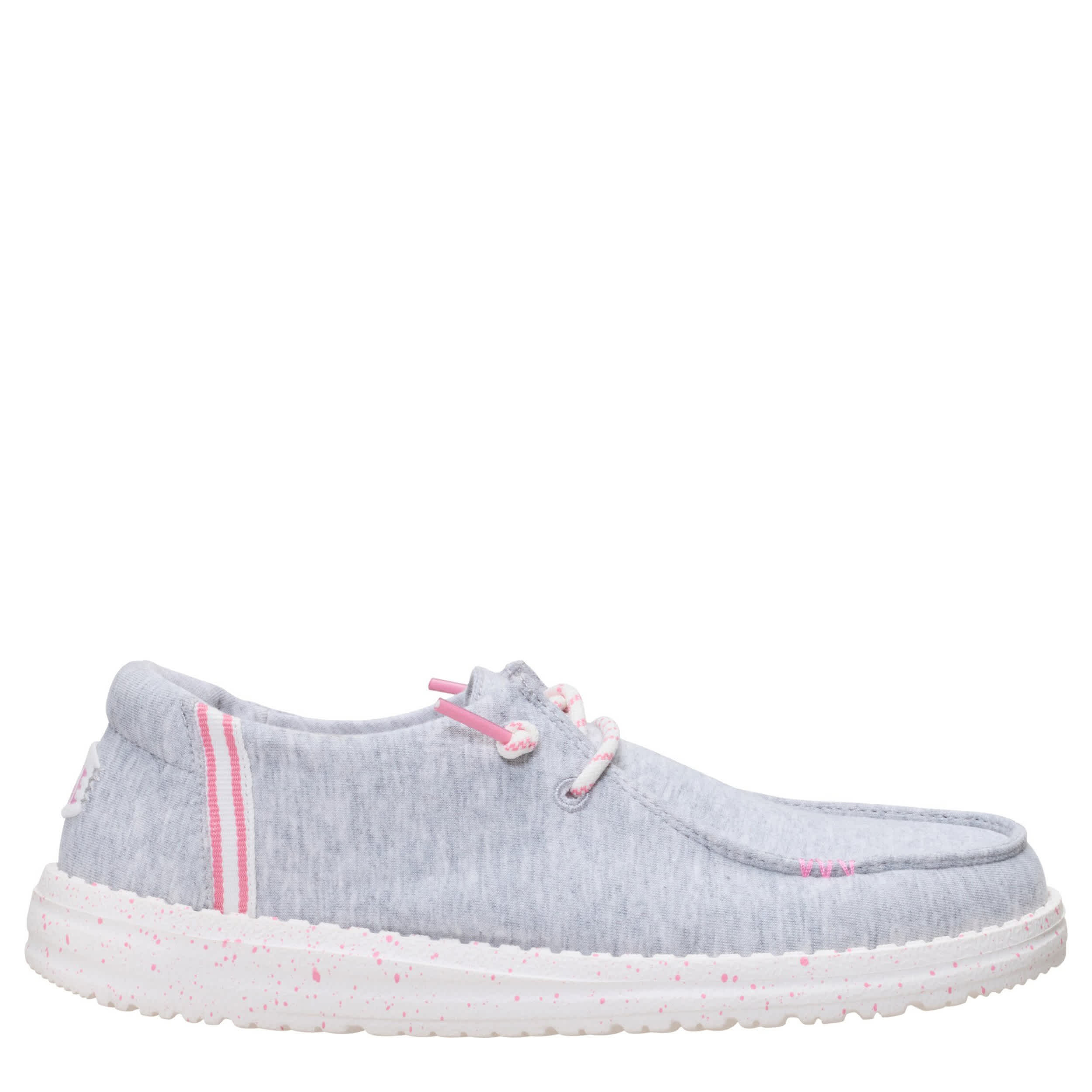 HEYDUDE-WOMENS WENDY SLIP ON SNEAKER-GREY & PALE PINK