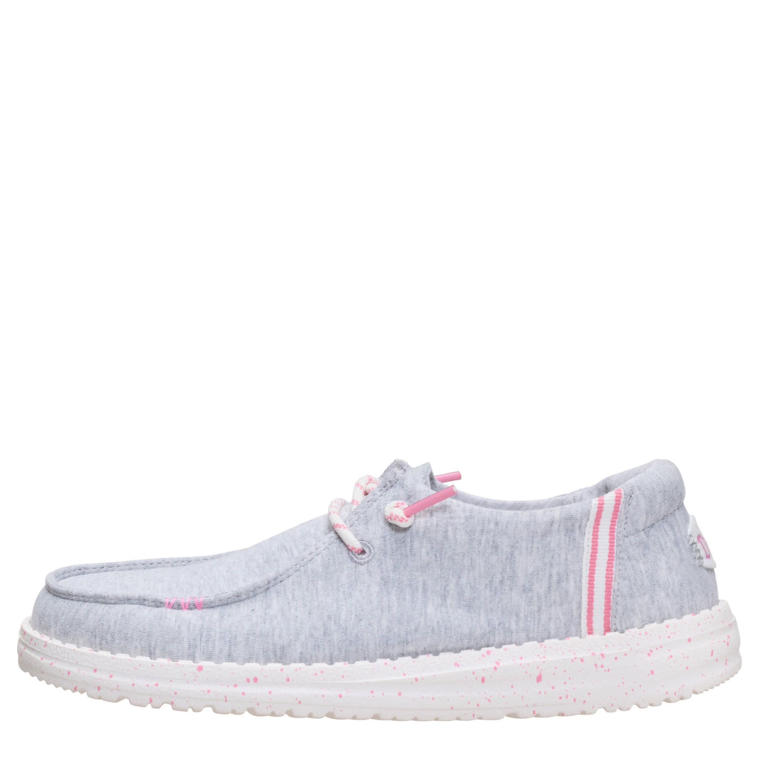 HEYDUDE-WOMENS WENDY SLIP ON SNEAKER-GREY & PALE PINK