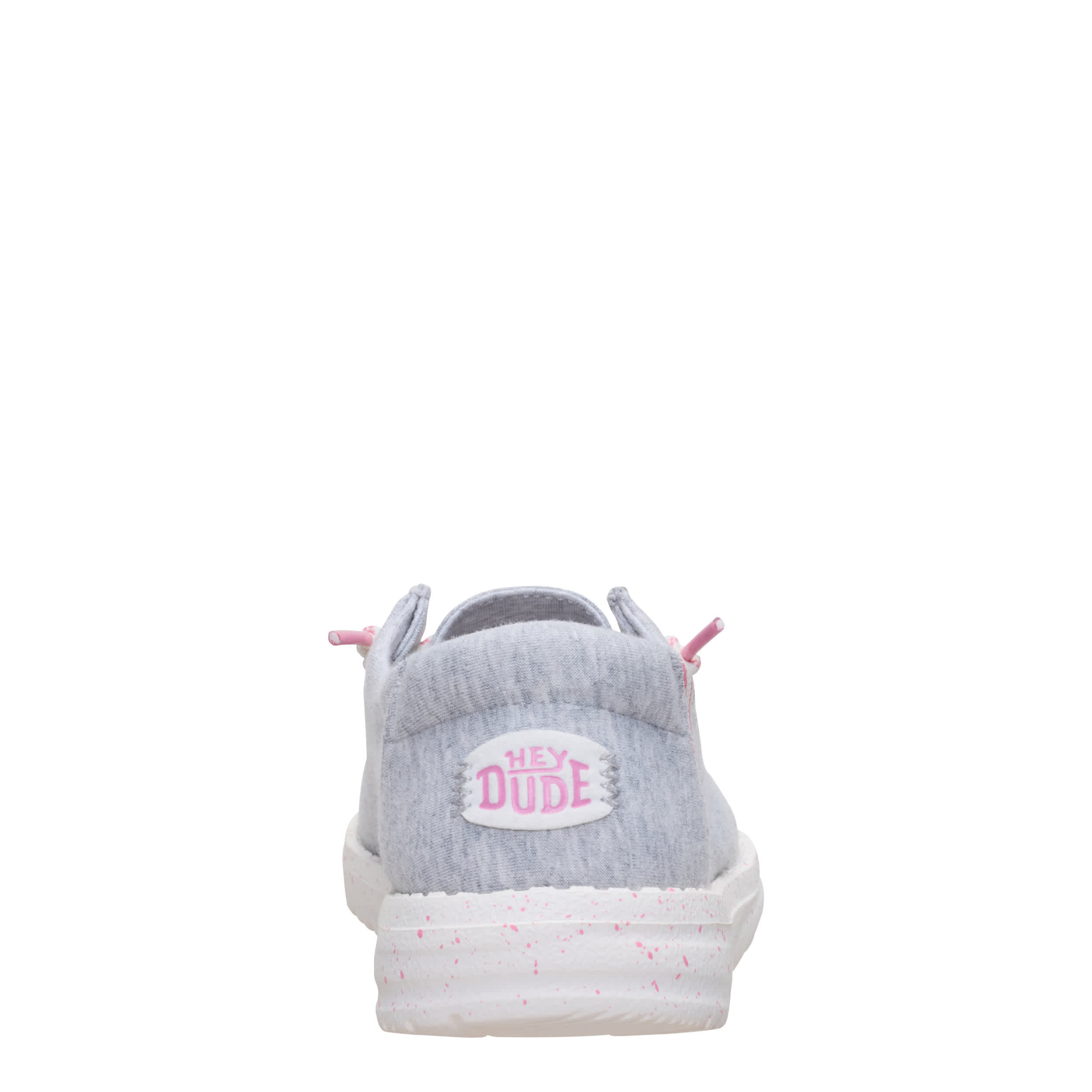 HEYDUDE-WOMENS WENDY SLIP ON SNEAKER-GREY & PALE PINK