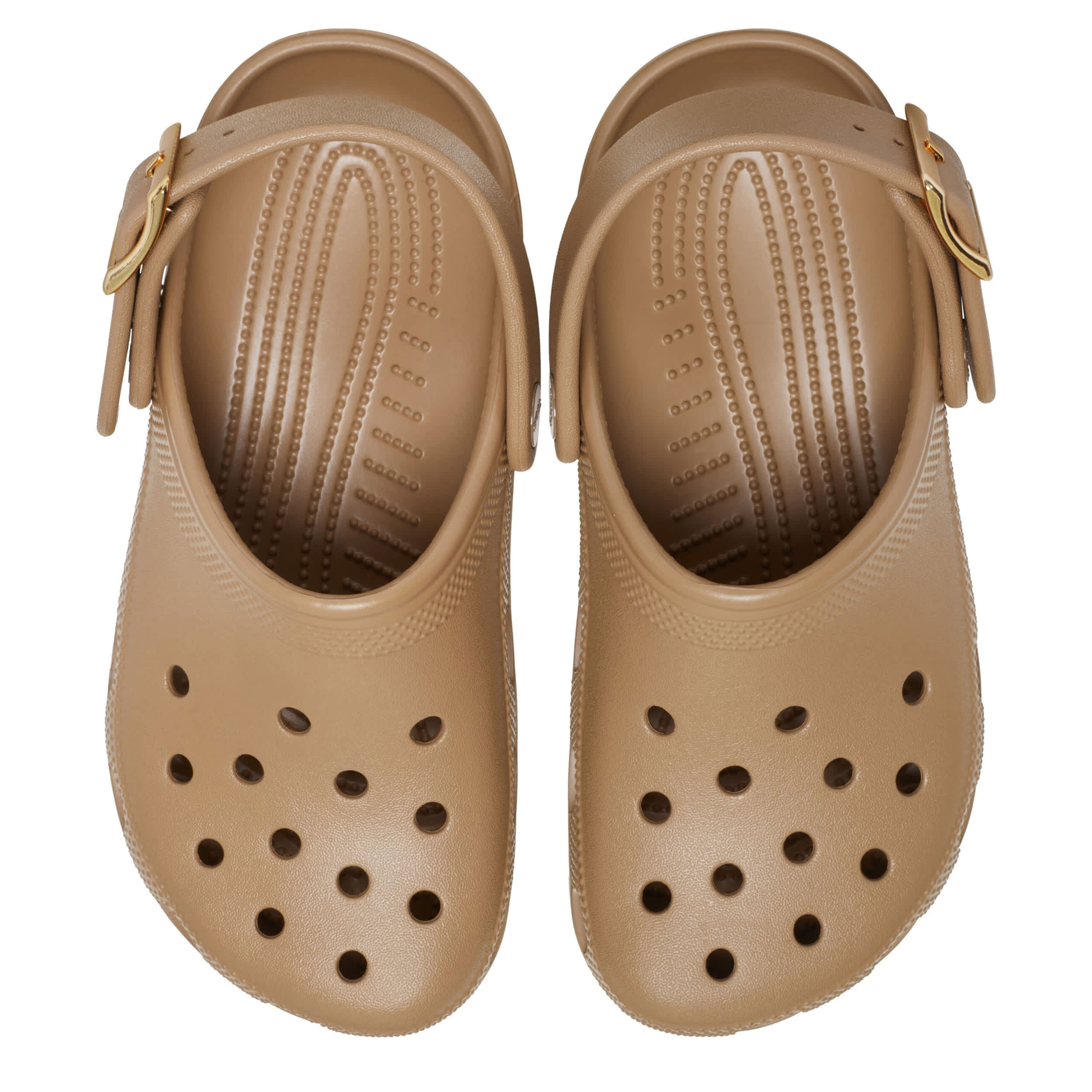 CROCS-WOMENS CLASSIC METAL BUCKLE CLOG-BROWN & 