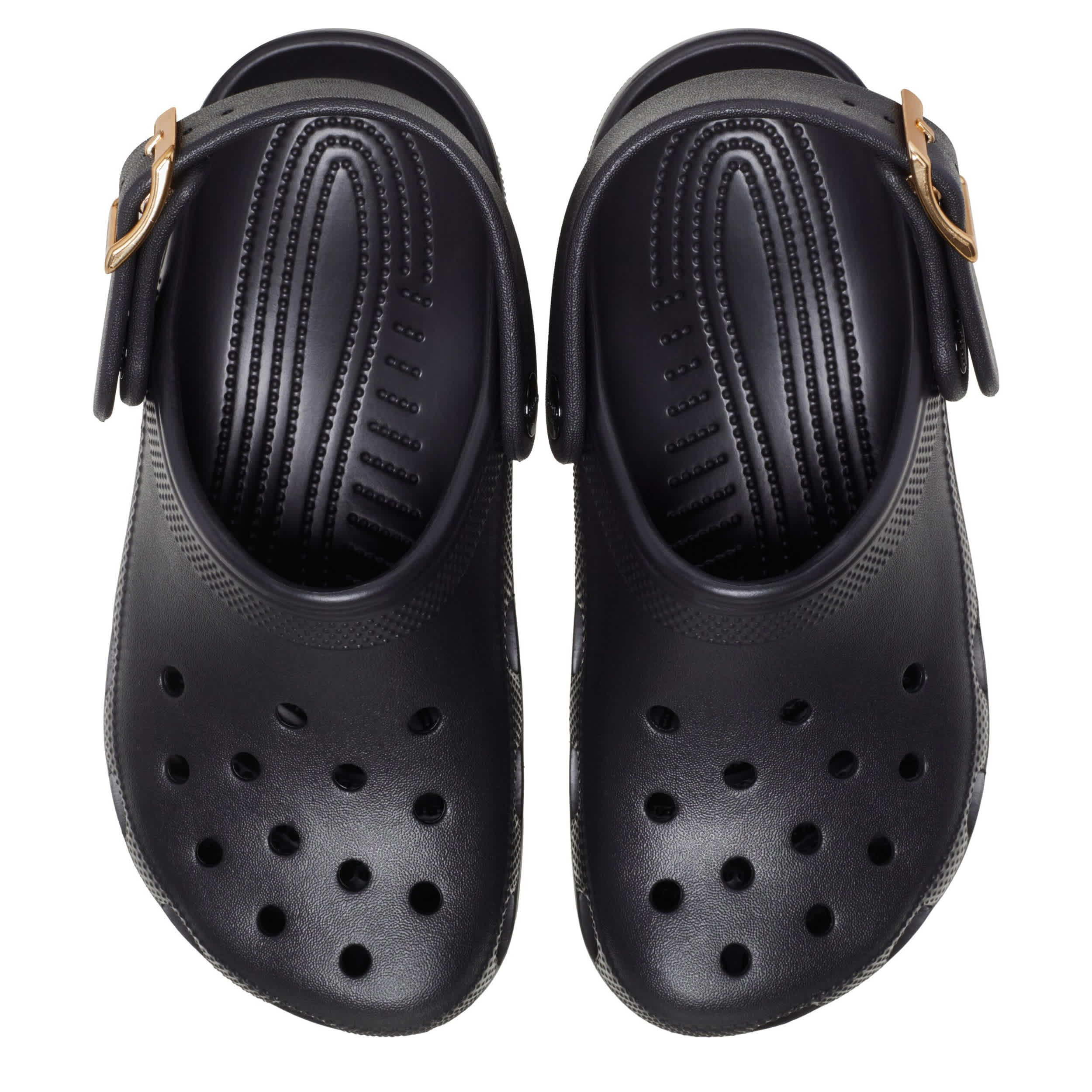 CROCS-WOMENS CLASSIC METAL BUCKLE CLOG-BLACK & 