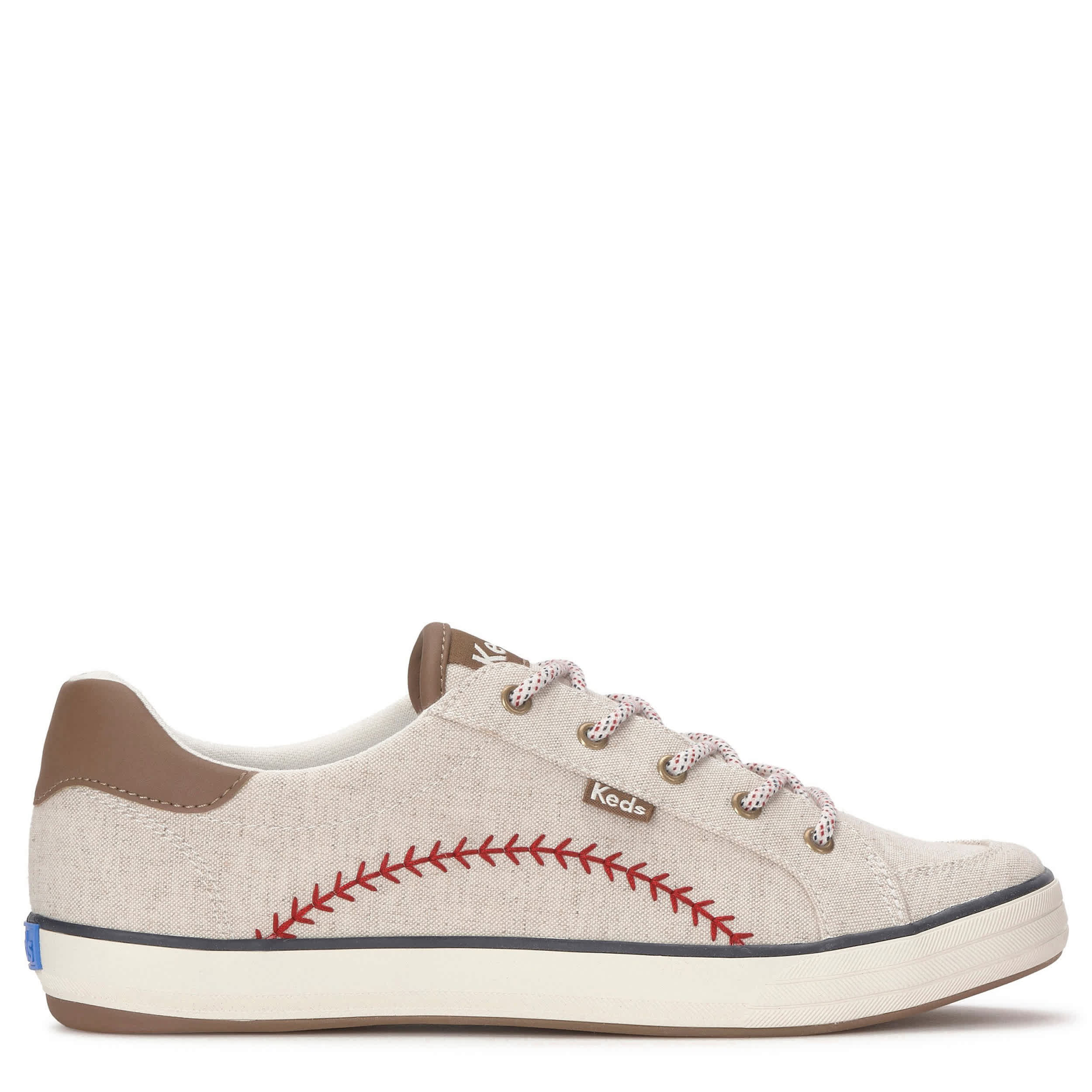KEDS-WOMENS CENTER III SNEAKER-NATURAL & RED
