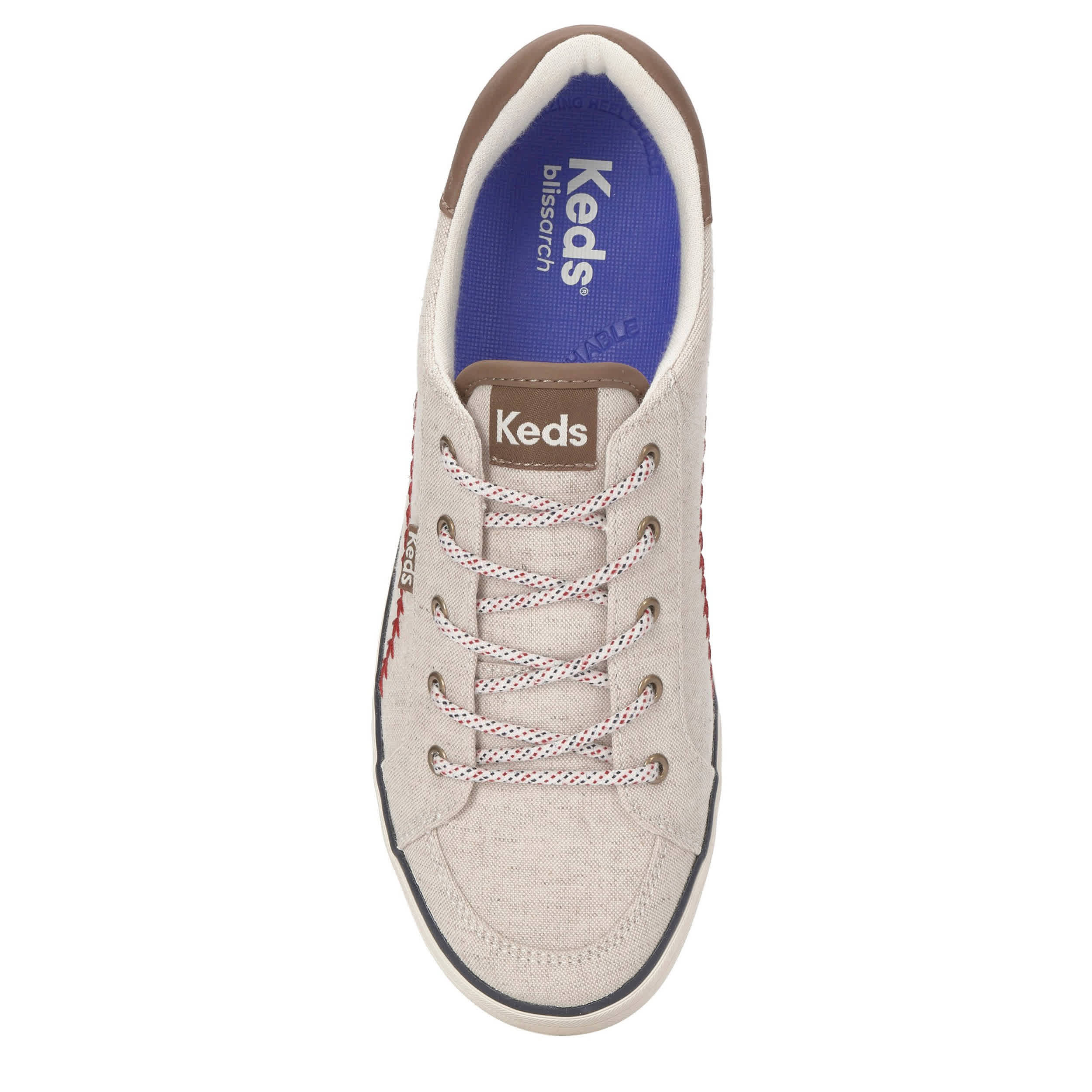 KEDS-WOMENS CENTER III SNEAKER-NATURAL & RED