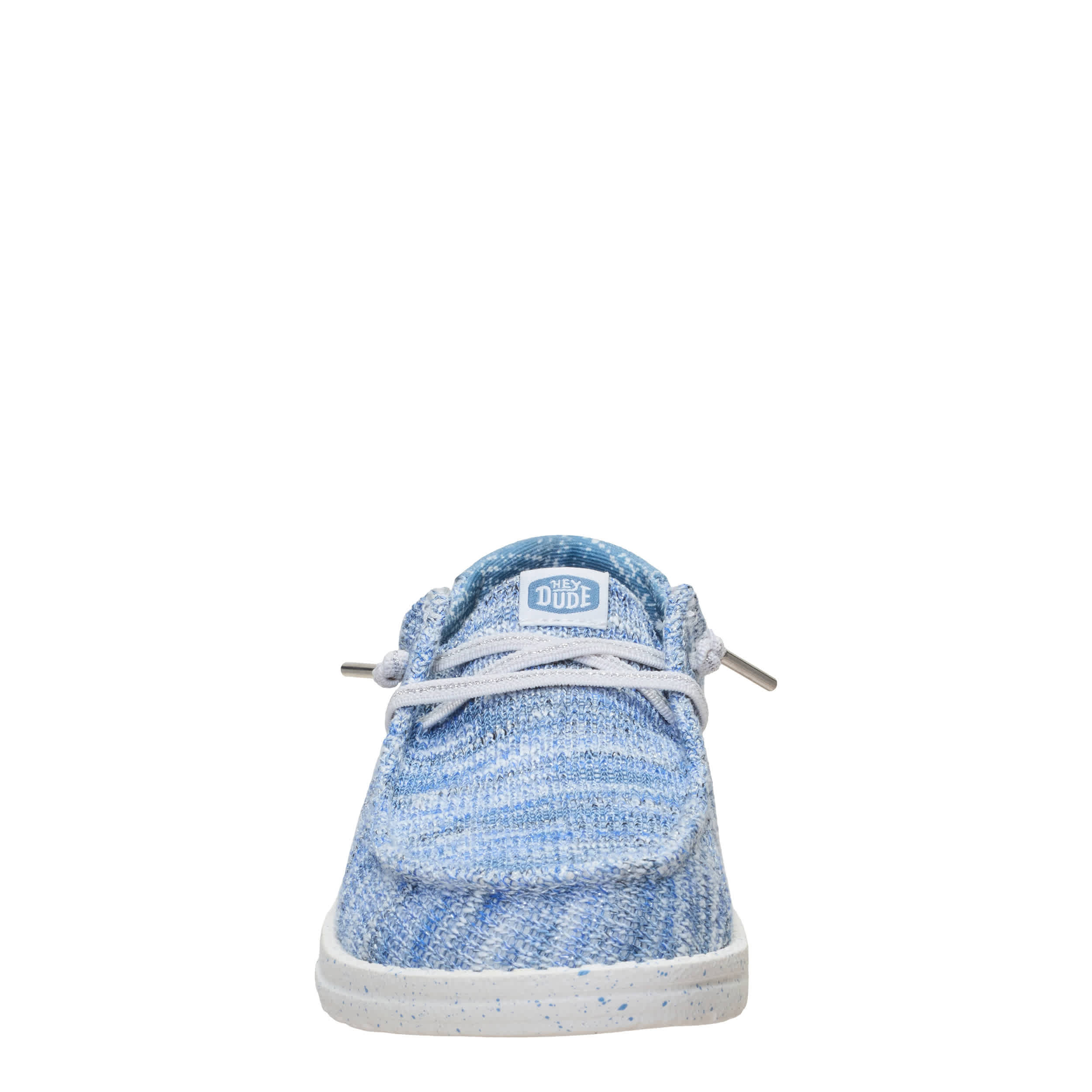 HEYDUDE-WOMENS WENDY KNIT SHIMMER SLIP ON SNEAKER-BLUE & 