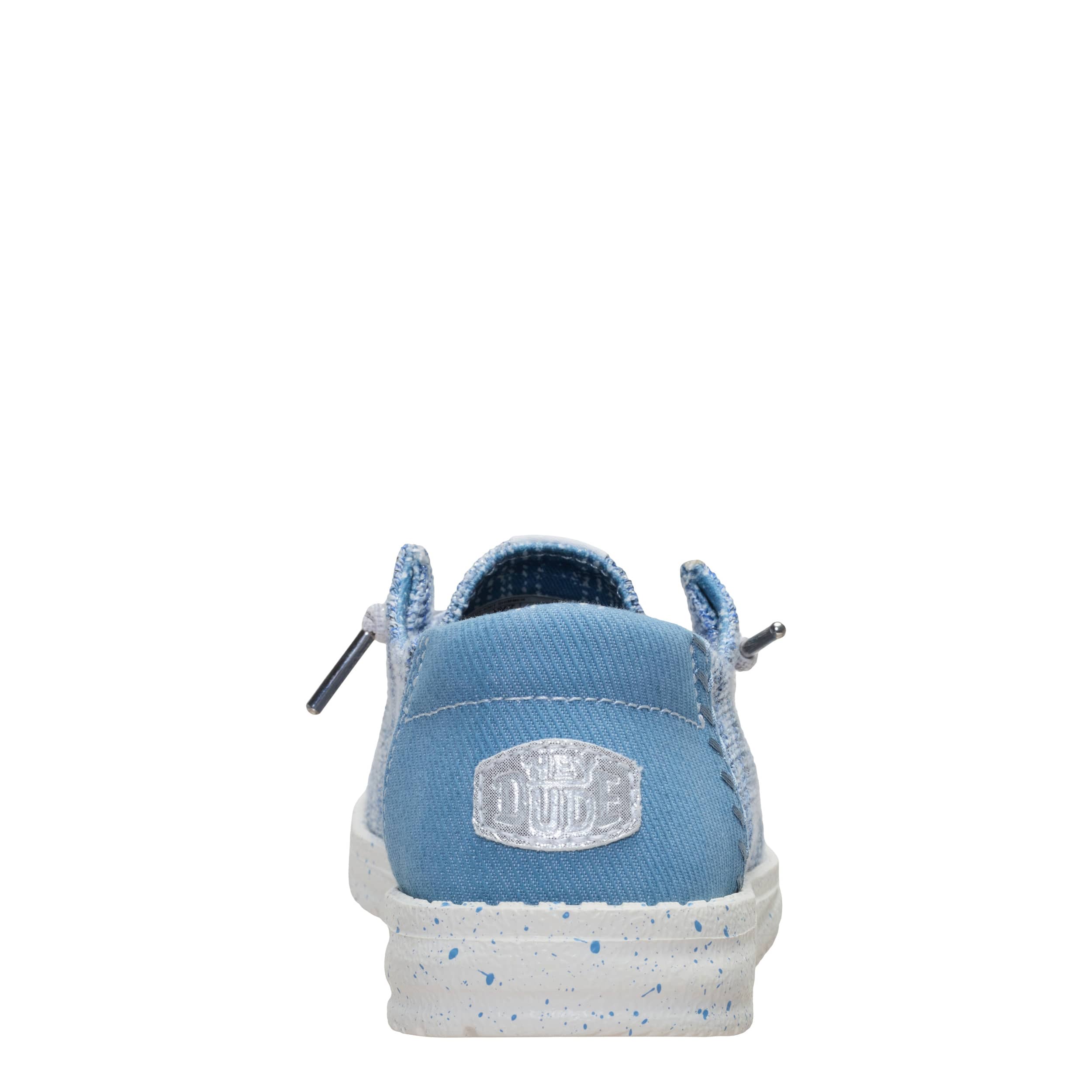 HEYDUDE-WOMENS WENDY KNIT SHIMMER SLIP ON SNEAKER-BLUE & 