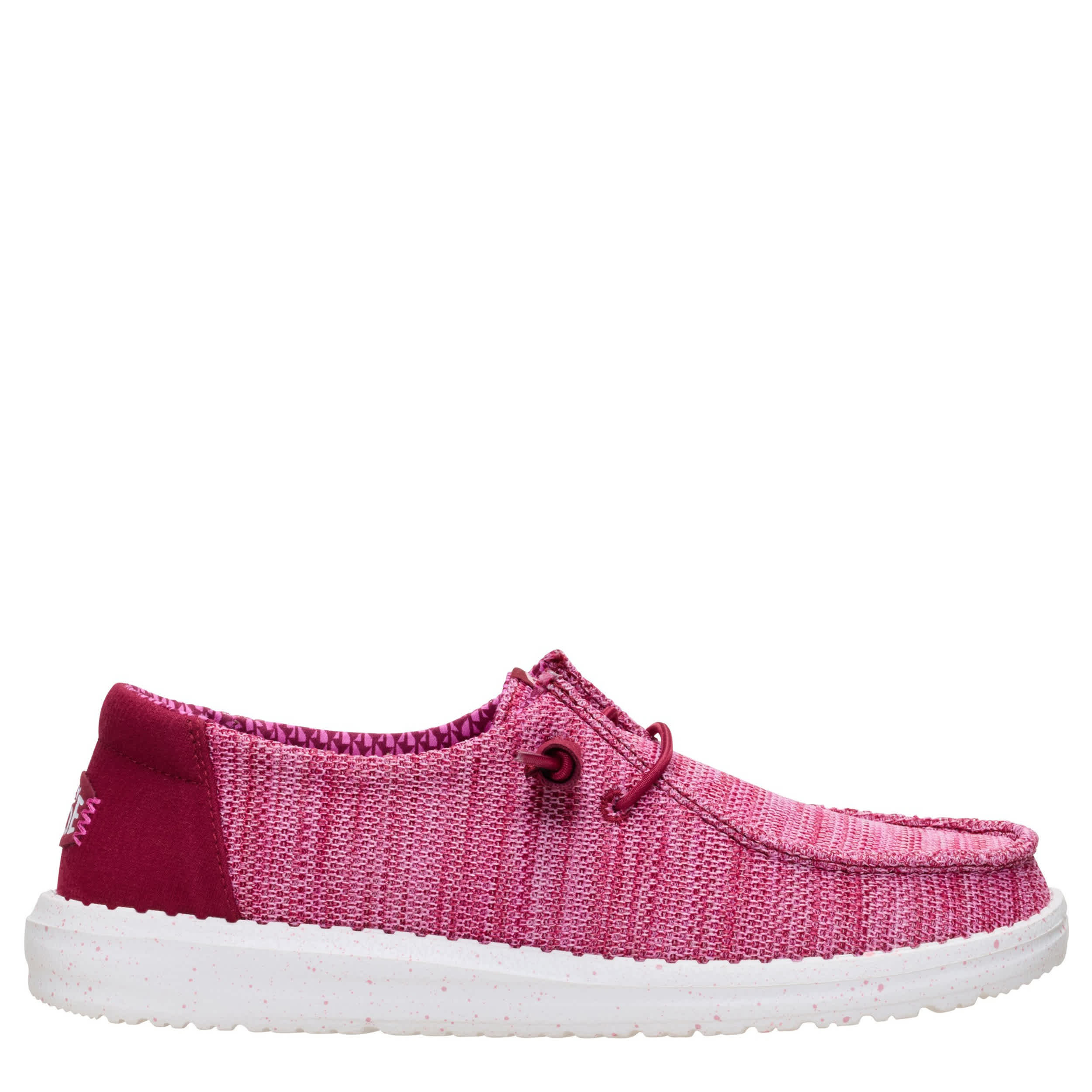 HEYDUDE-WOMENS WENDY STRETCH SOX SLIP ON SNEAKER-BURGUNDY & 