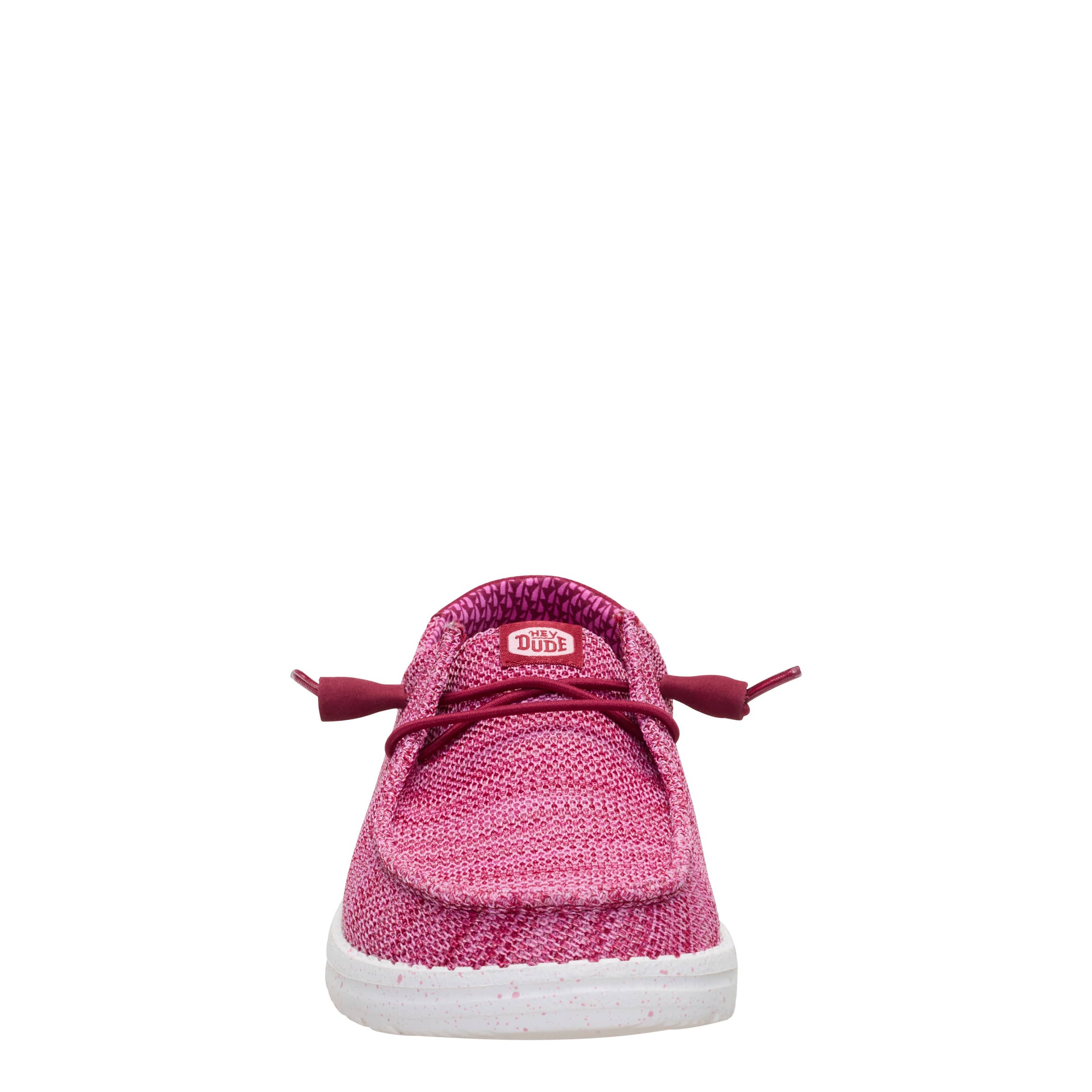 HEYDUDE-WOMENS WENDY STRETCH SOX SLIP ON SNEAKER-BURGUNDY & 