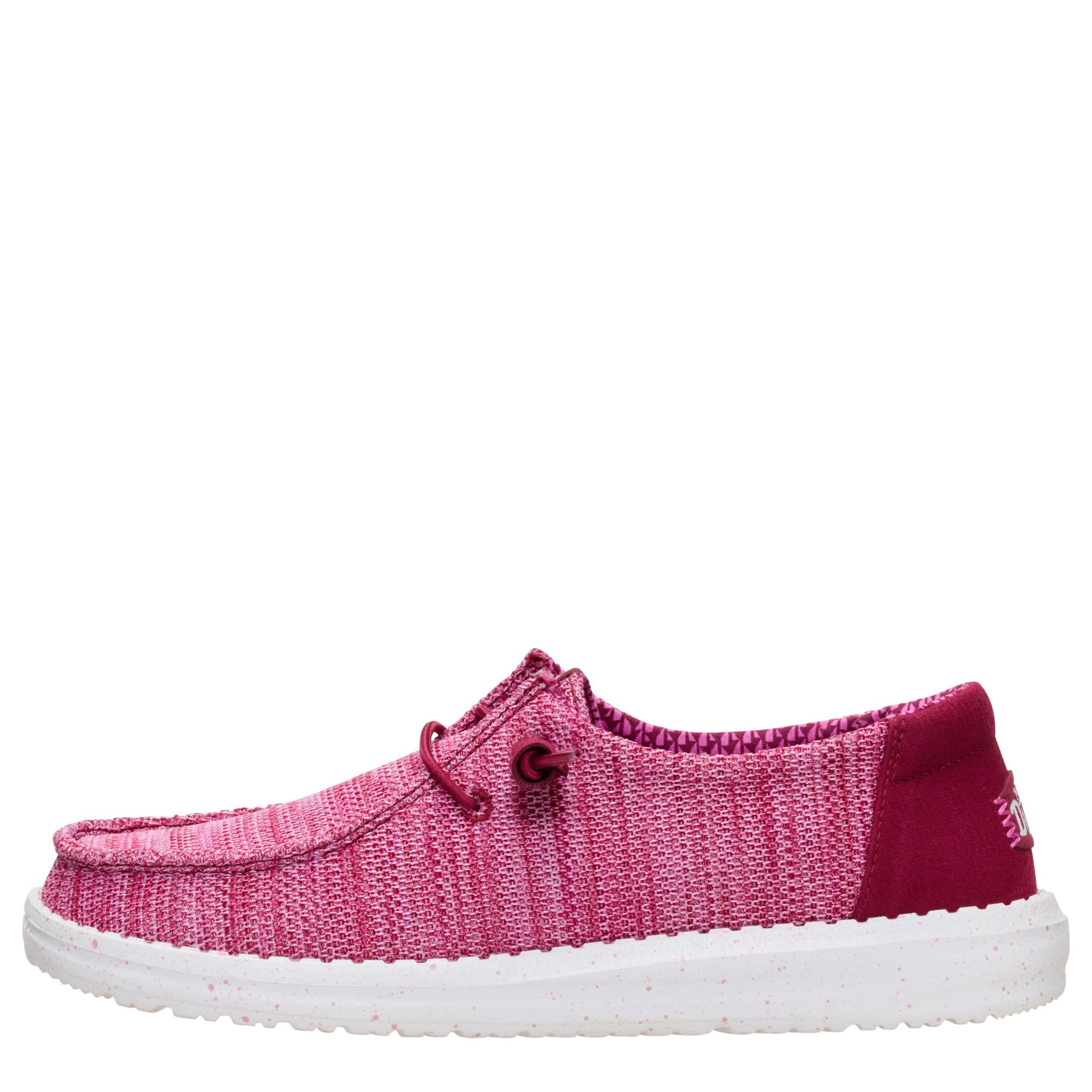 HEYDUDE-WOMENS WENDY STRETCH SOX SLIP ON SNEAKER-BURGUNDY & 