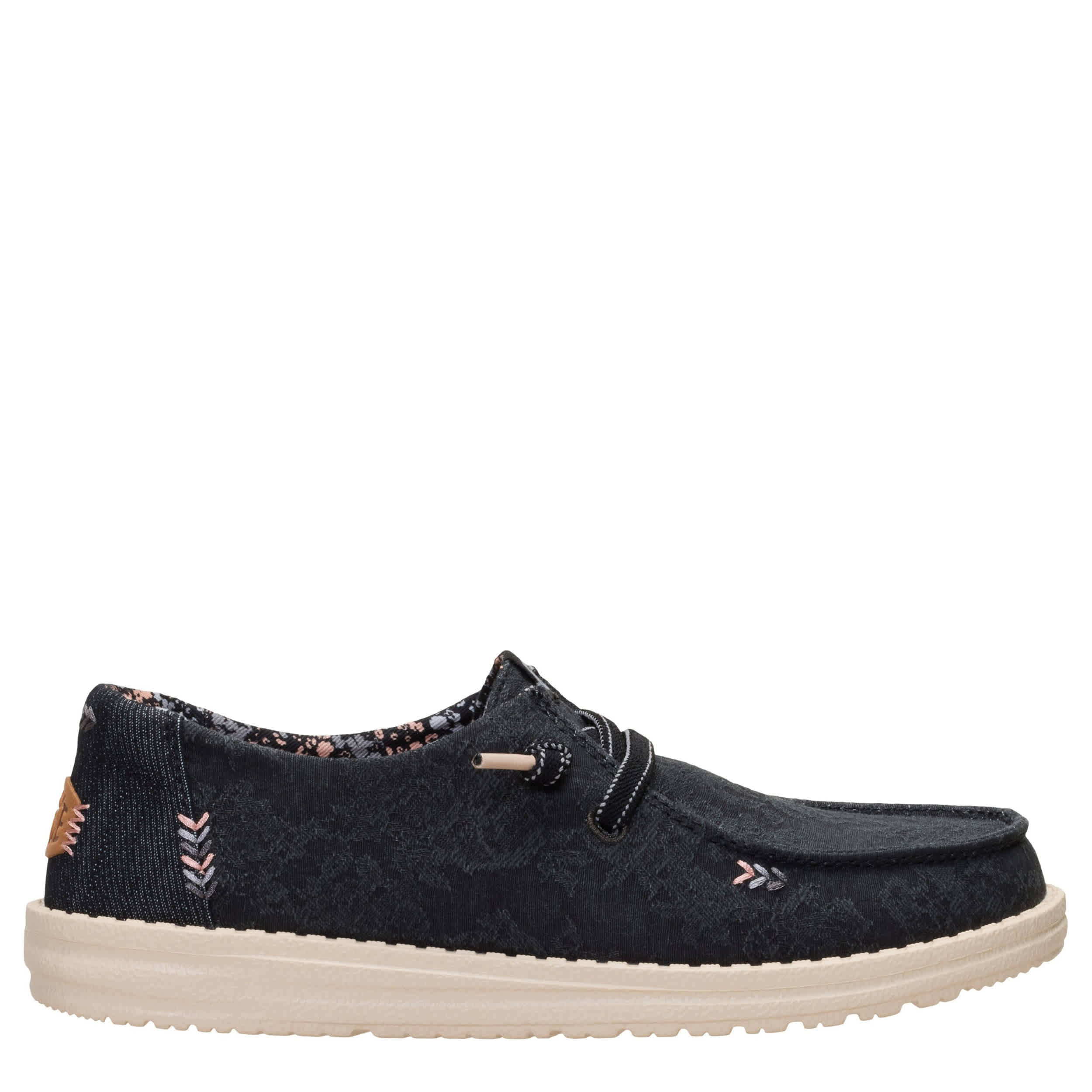 HEYDUDE-WOMENS WENDY FLORAL BOHO SLIP ON SNEAKER-BLACK & 