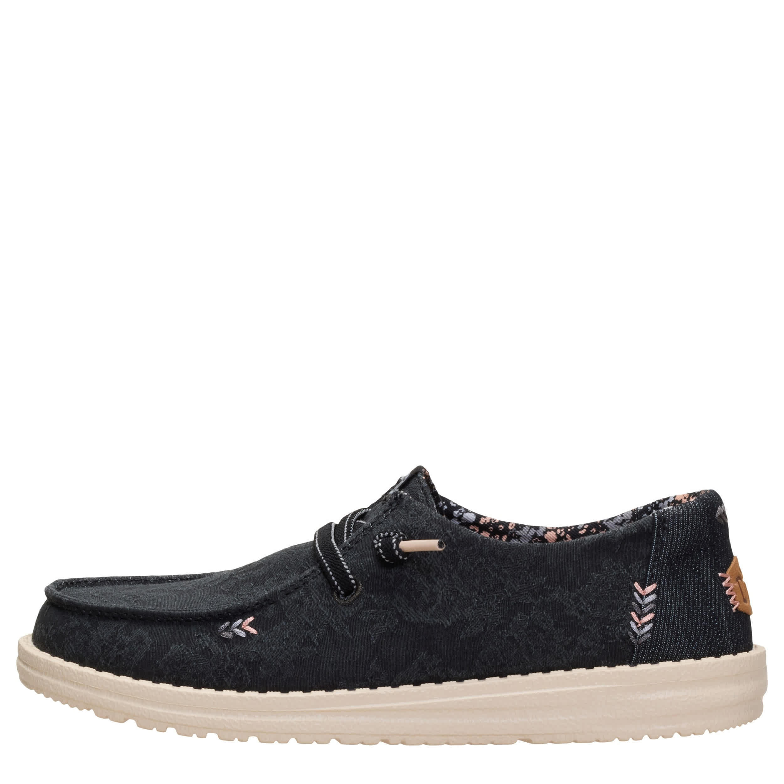HEYDUDE-WOMENS WENDY FLORAL BOHO SLIP ON SNEAKER-BLACK & 