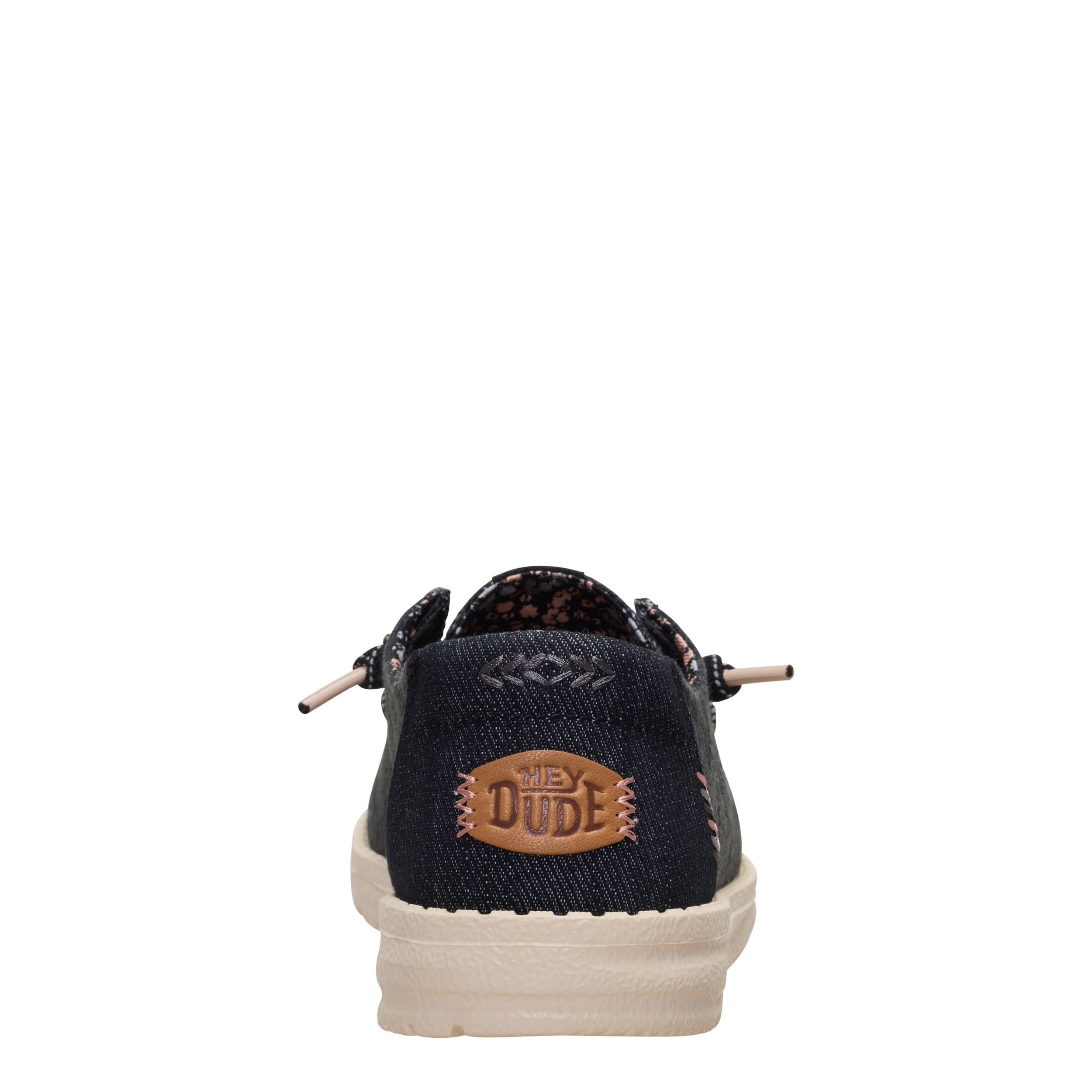 HEYDUDE-WOMENS WENDY FLORAL BOHO SLIP ON SNEAKER-BLACK & 