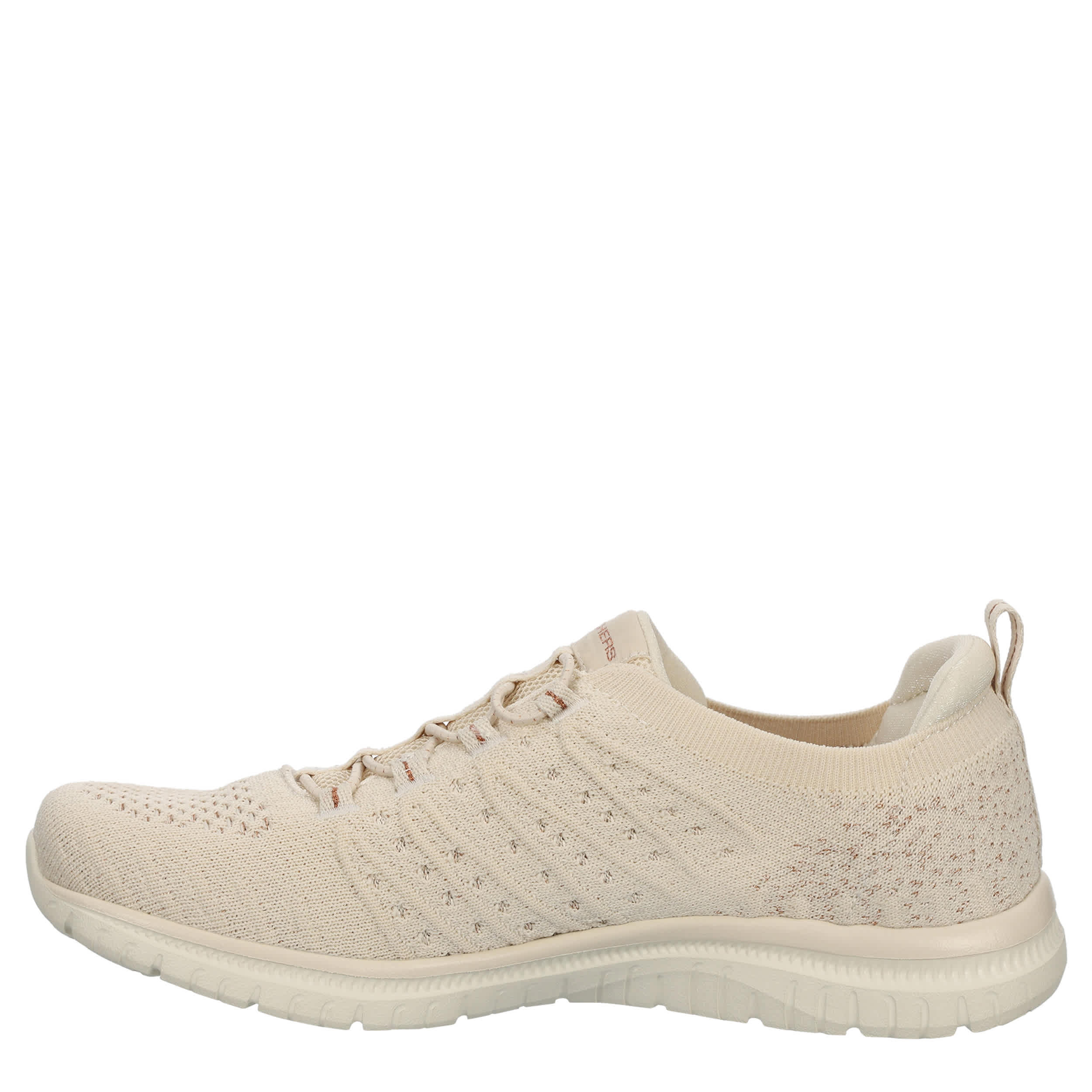 SKECHERS-WOMENS VIRTUE COPPER DREAM SLIP ON SNEAKER-NATURAL & ROSE GOLD