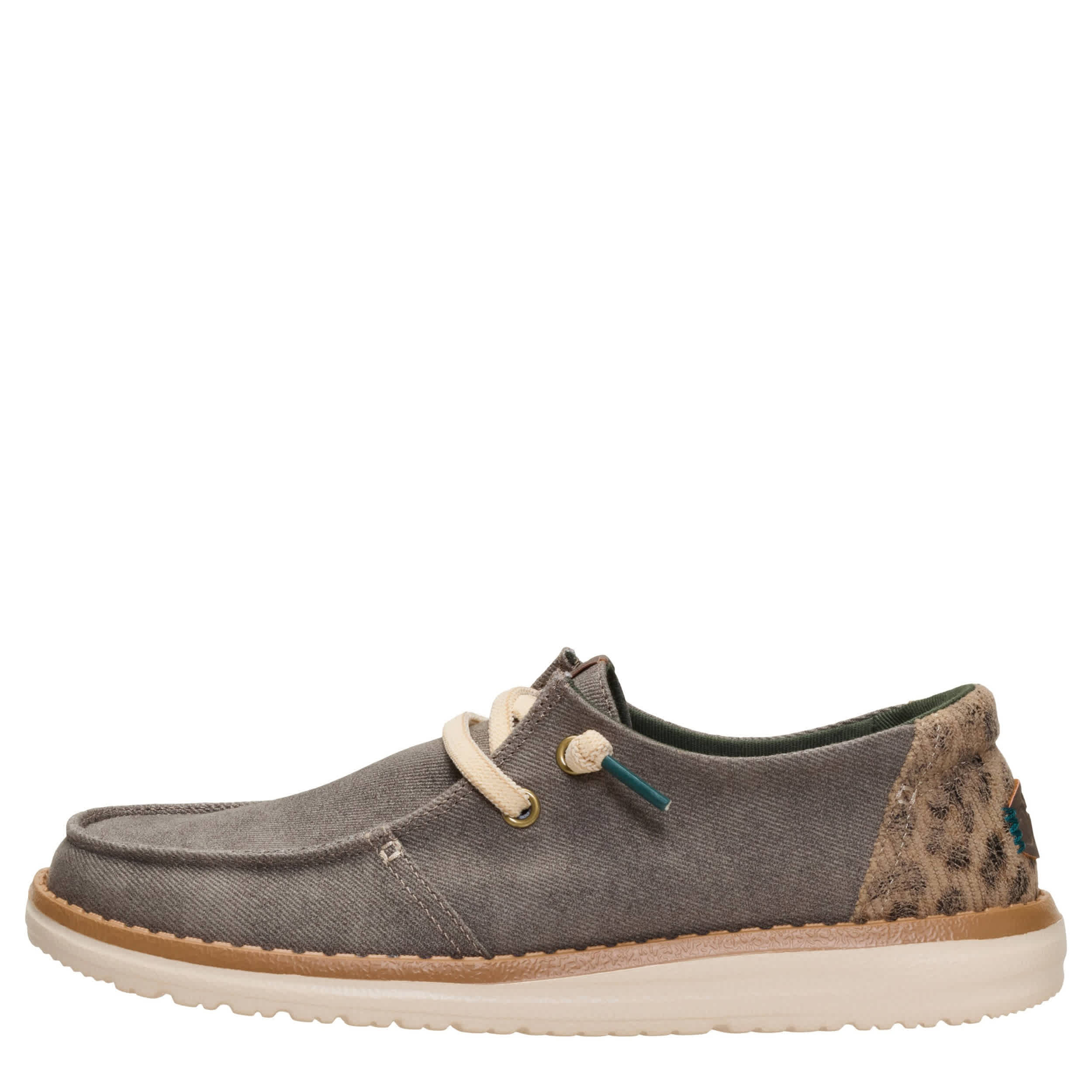 HEYDUDE-WOMENS WENDY WORKWEAR SLIP ON SNEAKER-OLIVE & LEOPARD
