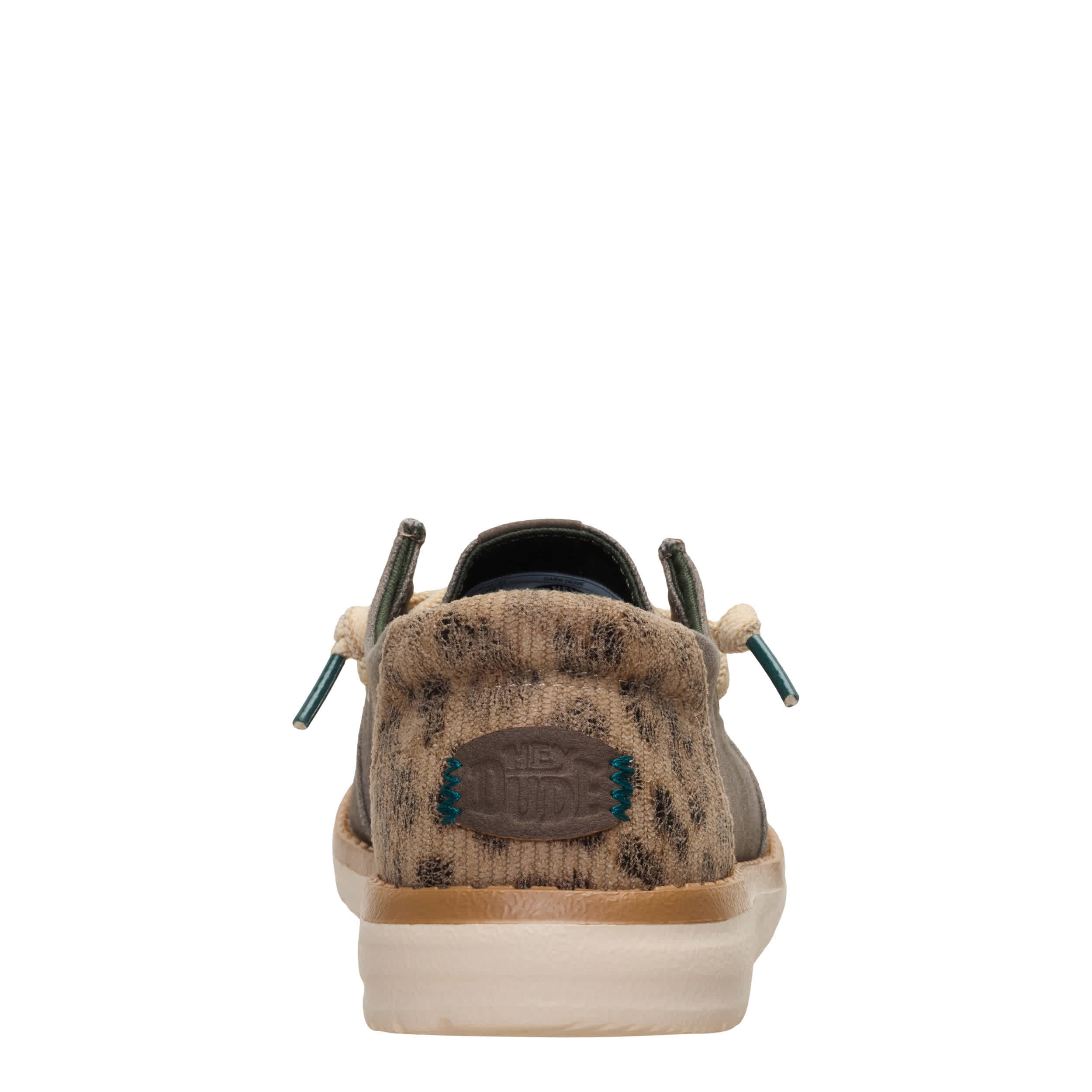 HEYDUDE-WOMENS WENDY WORKWEAR SLIP ON SNEAKER-OLIVE & LEOPARD